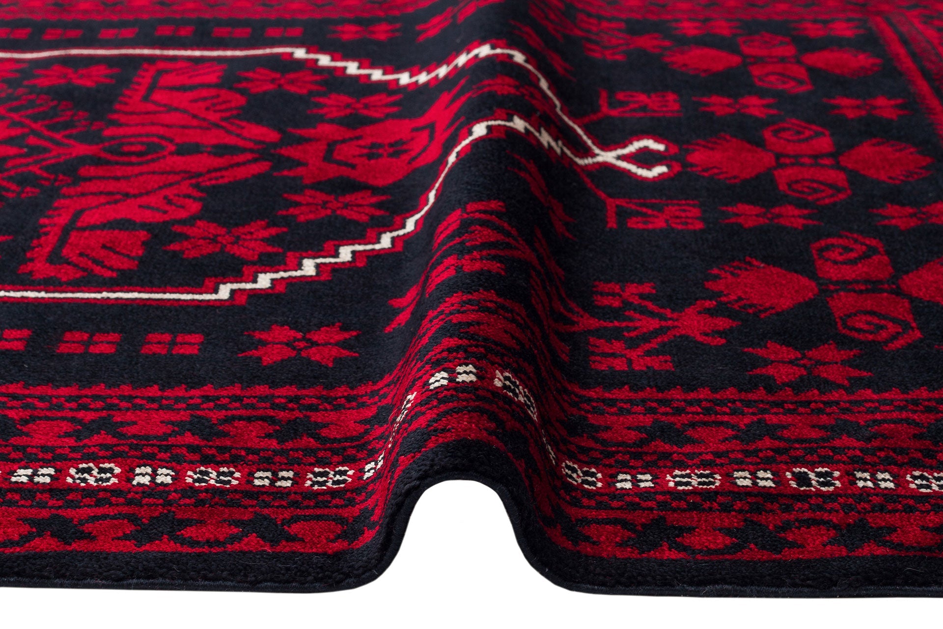 Afghan Viscose Rug - Handmade Woven Carpet | Red Classic Rug by Eko
