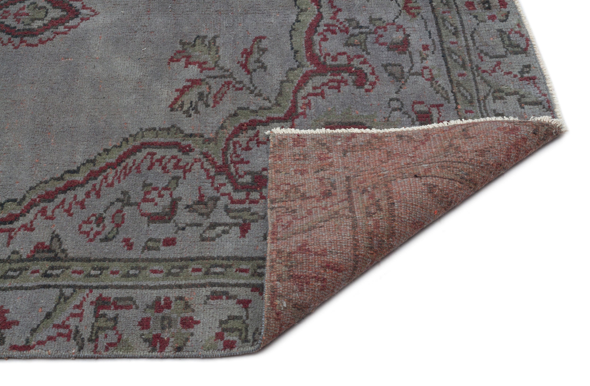 Atina Grey Vintage Wool Handmade Area Rug 5'3" x 8'8"