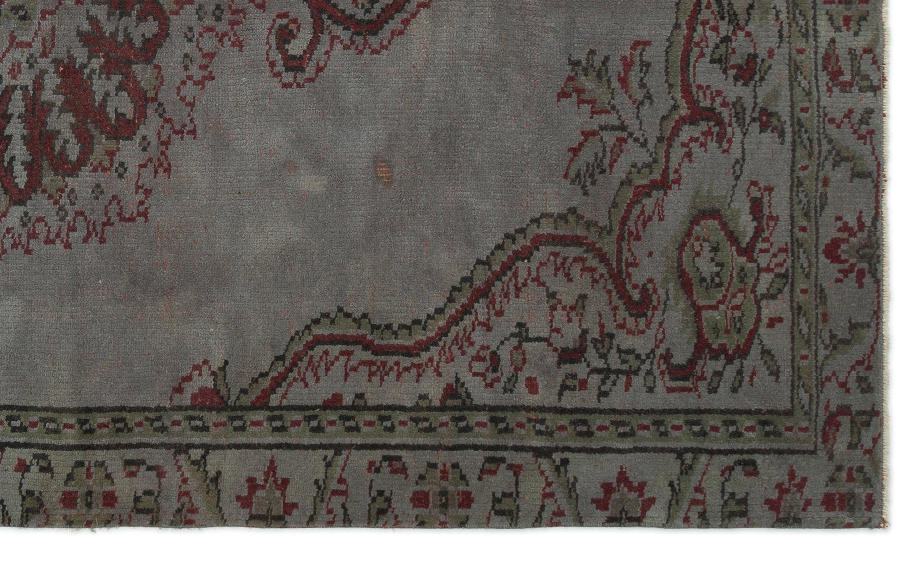 Atina Grey Vintage Wool Handmade Area Rug 5'3" x 8'8"