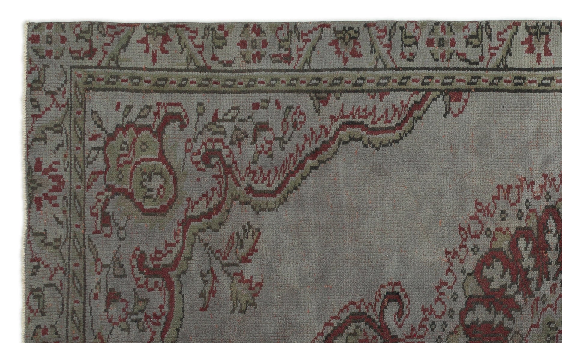 Atina Grey Vintage Wool Handmade Area Rug 5'3" x 8'8"