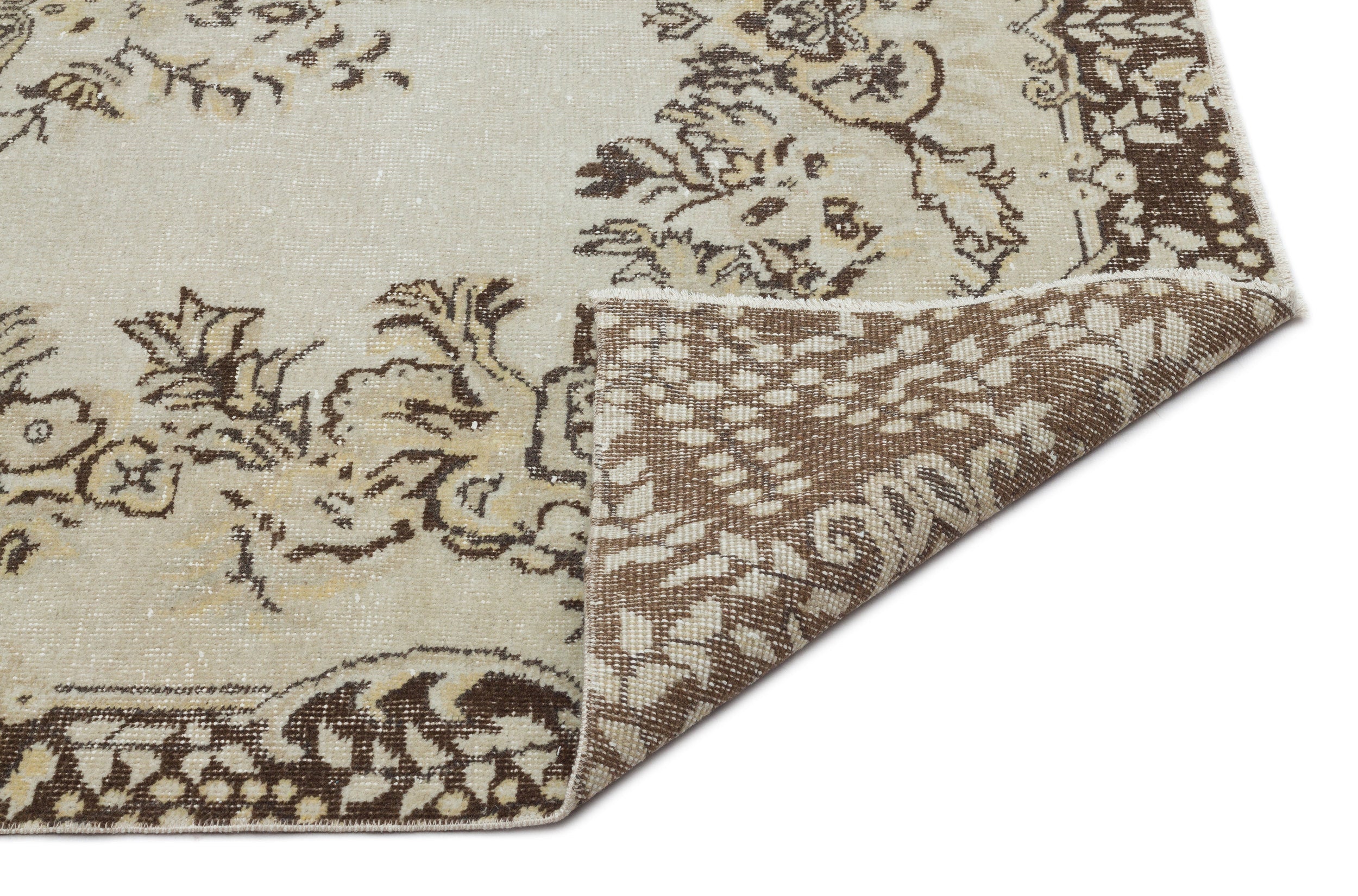 Atina 19955 Beige Vintage Wool Handmade Area Rug 5'6" x 9'4"