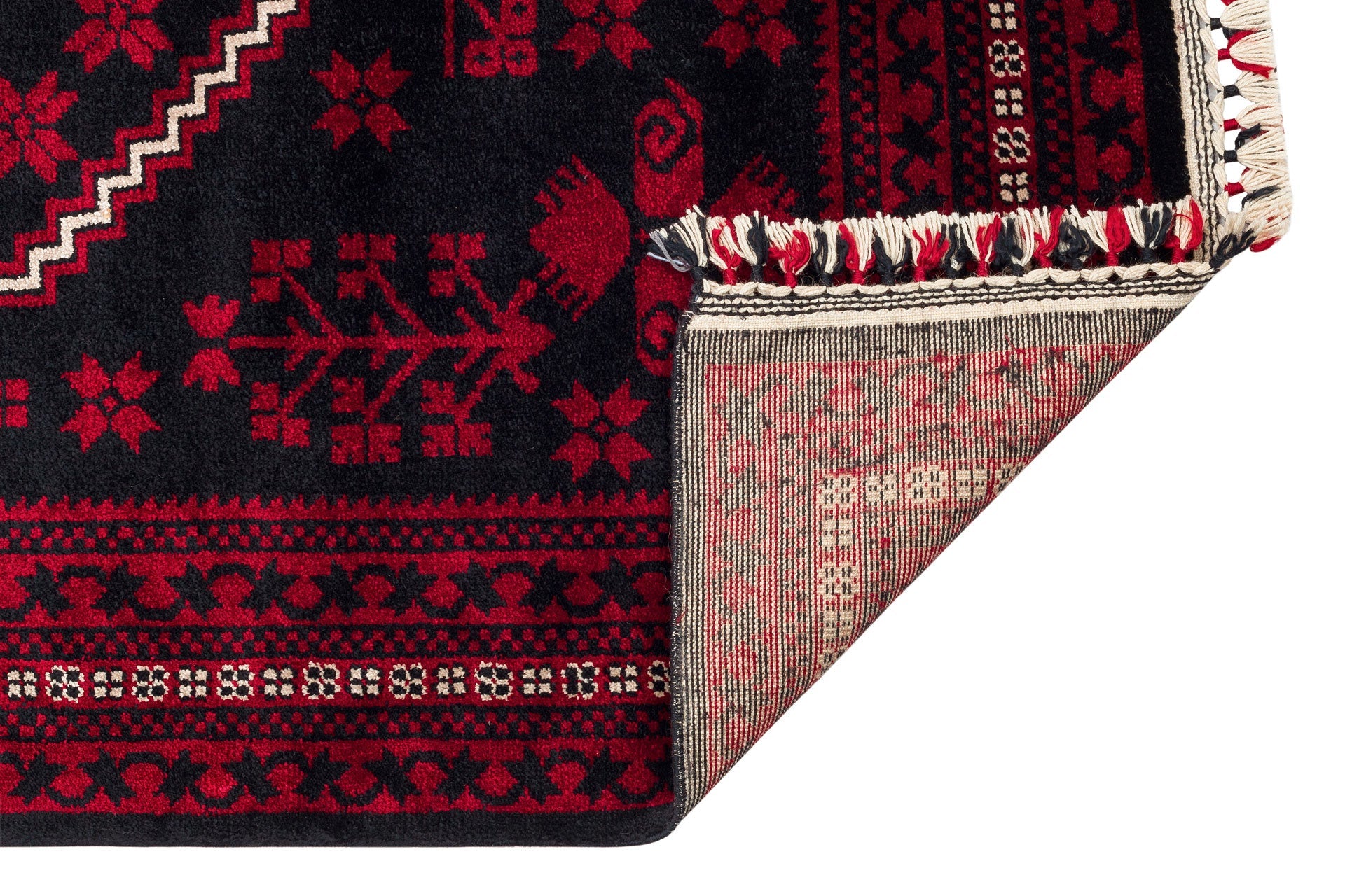 Afghan Viscose Rug - Handmade Woven Carpet | Red Classic Rug by Eko