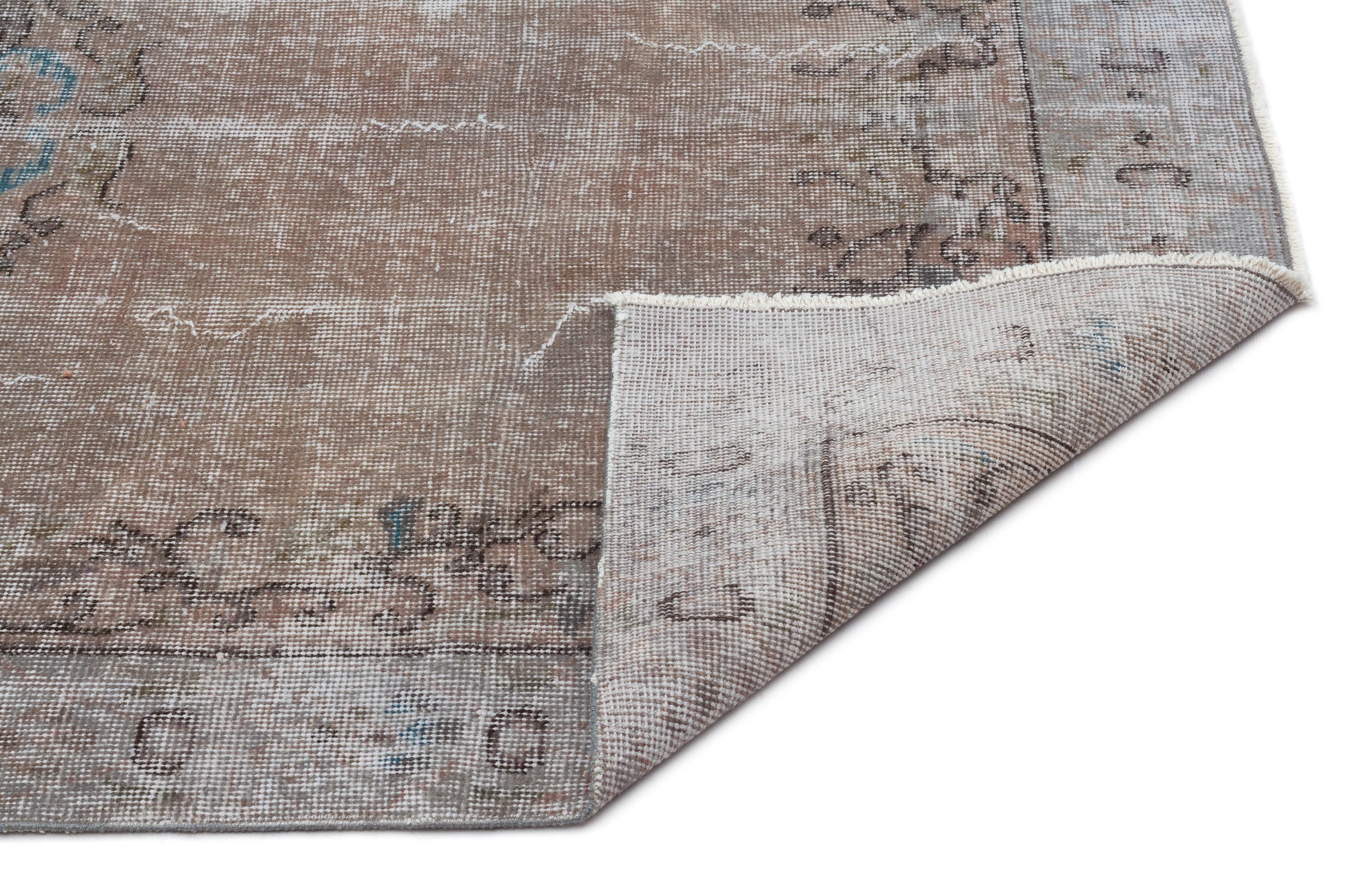 Atina Beige Vintage Wool Handmade Area Rug 4'8" x 8'6"