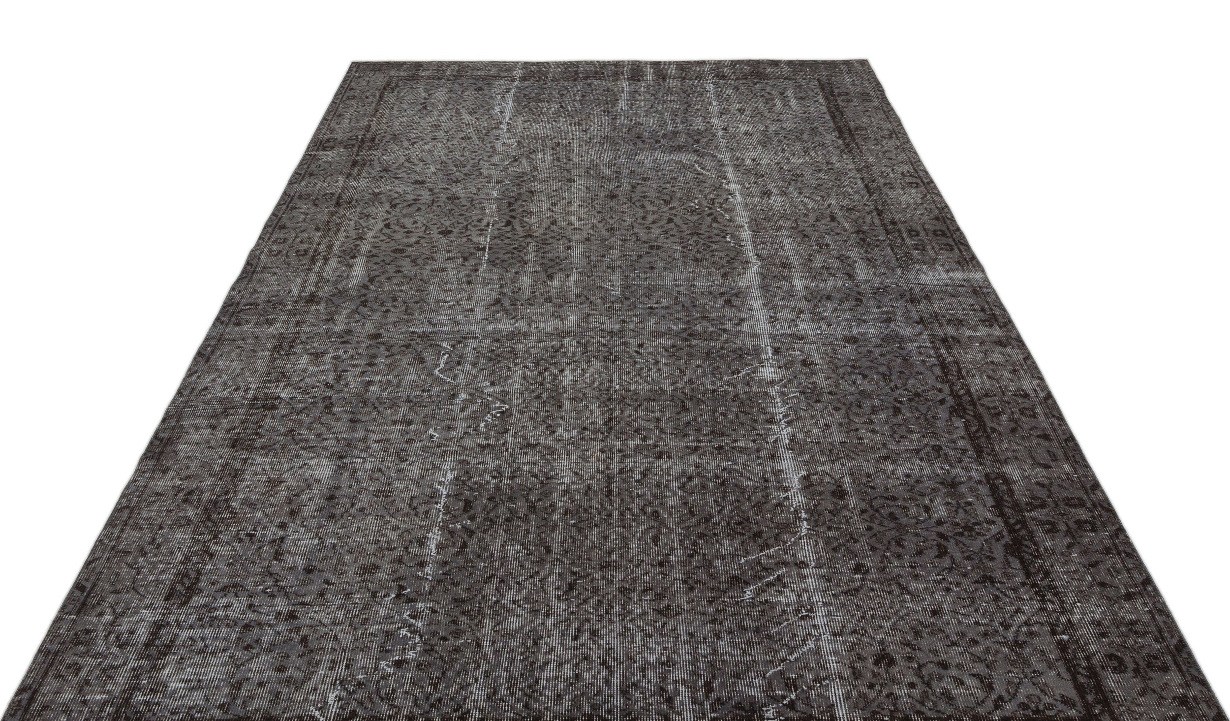 Atina Grey Vintage Wool Handmade Area Rug 5'10" x 9'8"