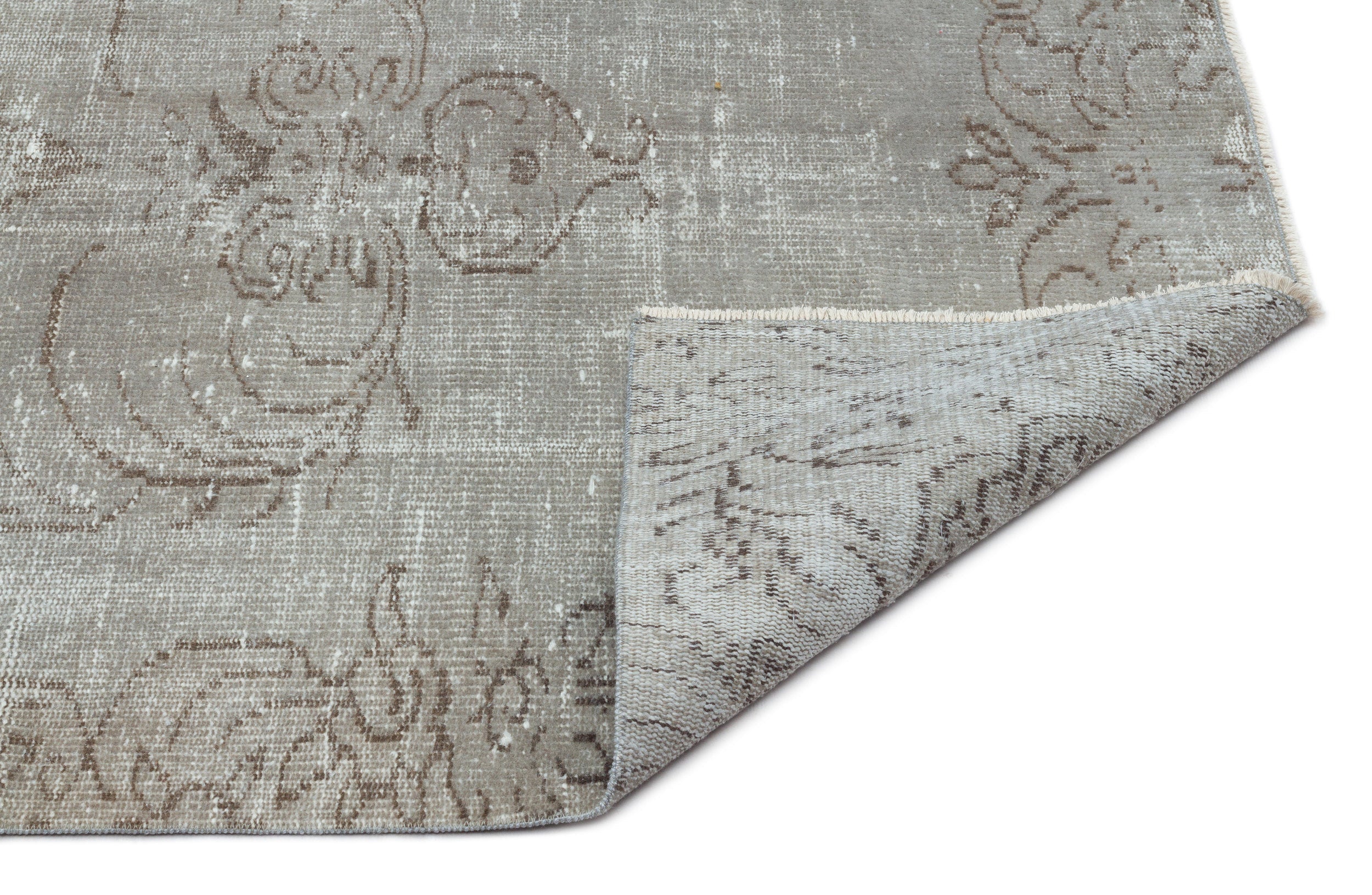 Atina Beige Vintage Wool Handmade Area Rug 4'2" x 8'2"