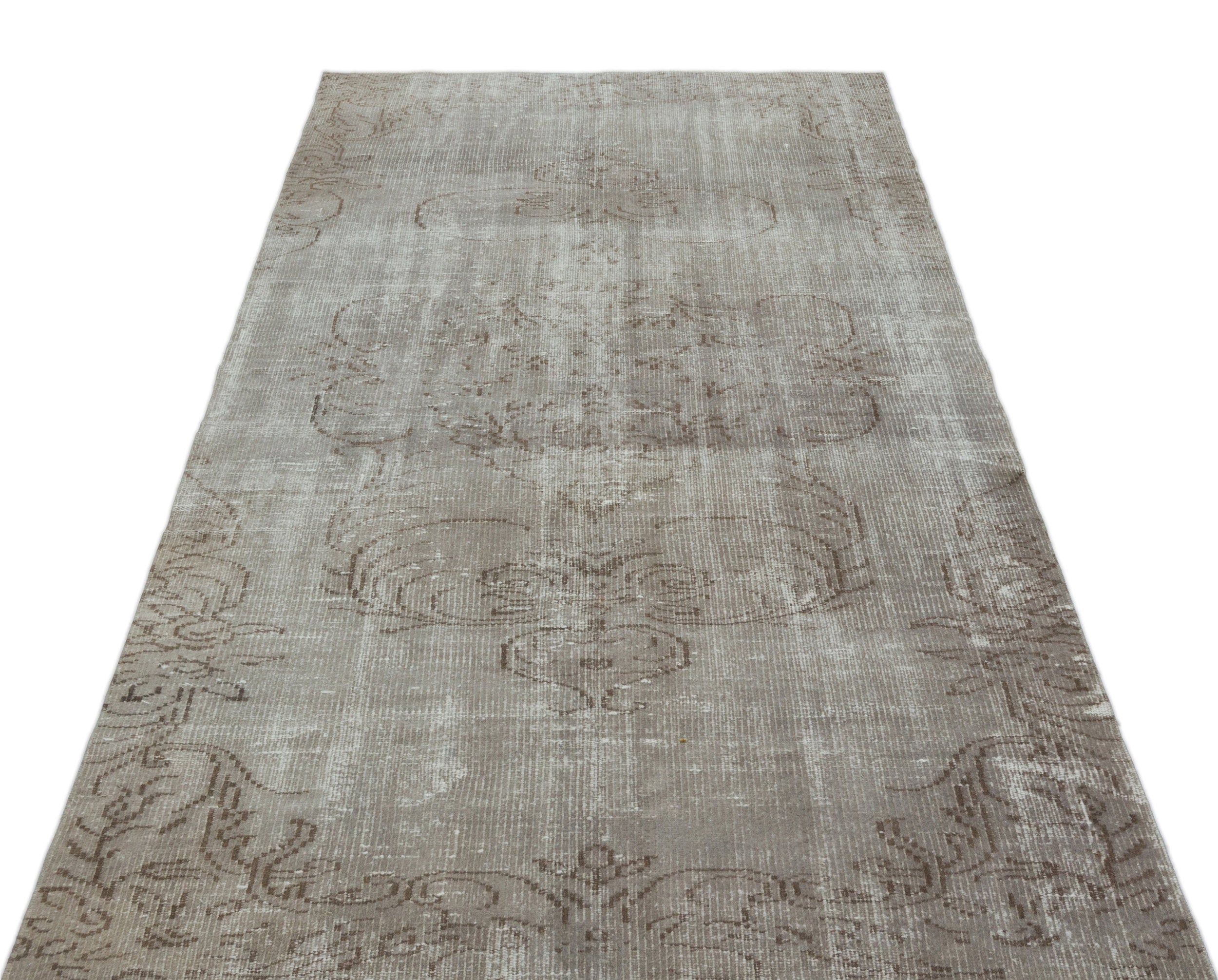 Atina Beige Vintage Wool Handmade Area Rug 4'2" x 8'2"