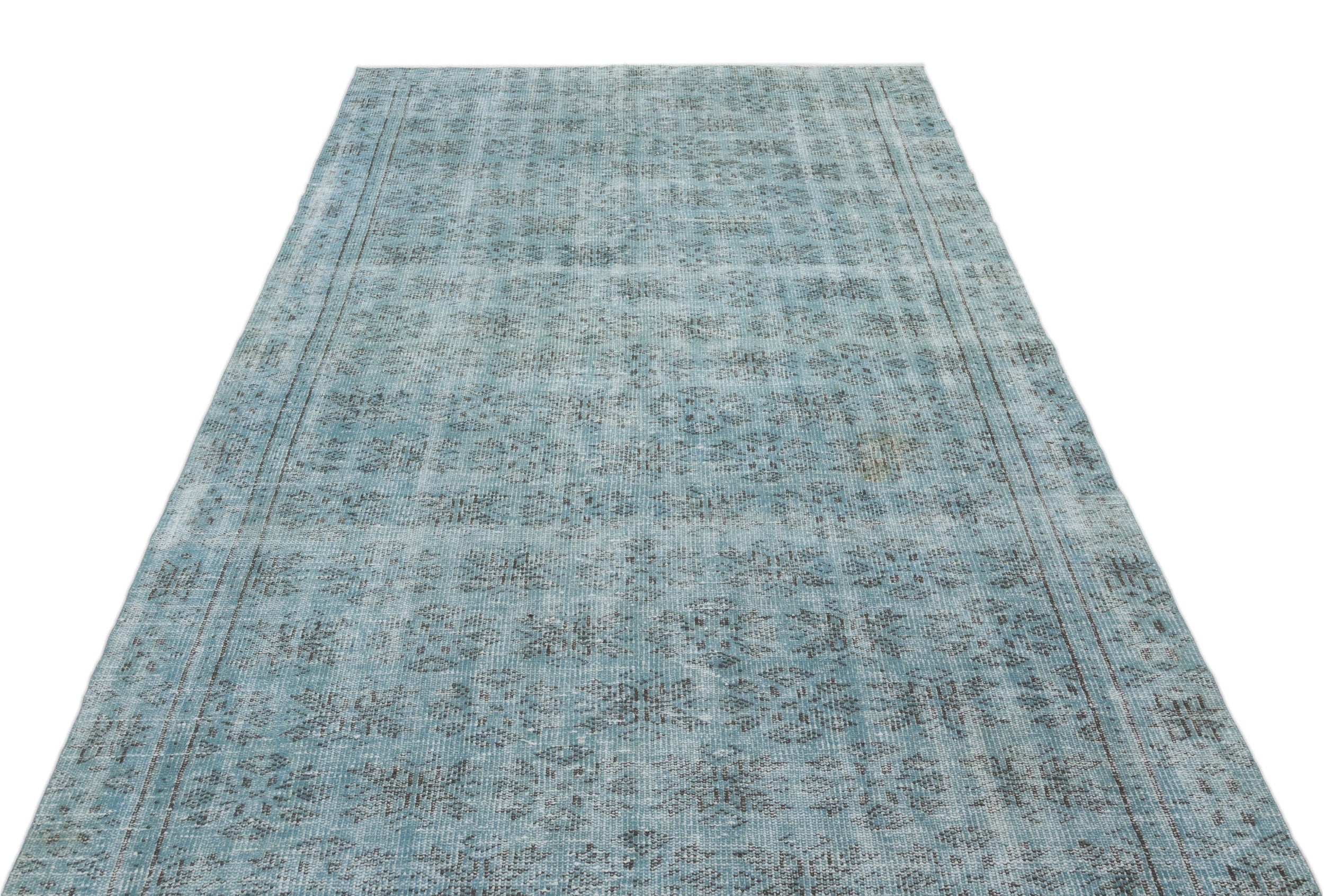 Atina Green Vintage Wool Handmade Area Rug 5'2" x 8'11"