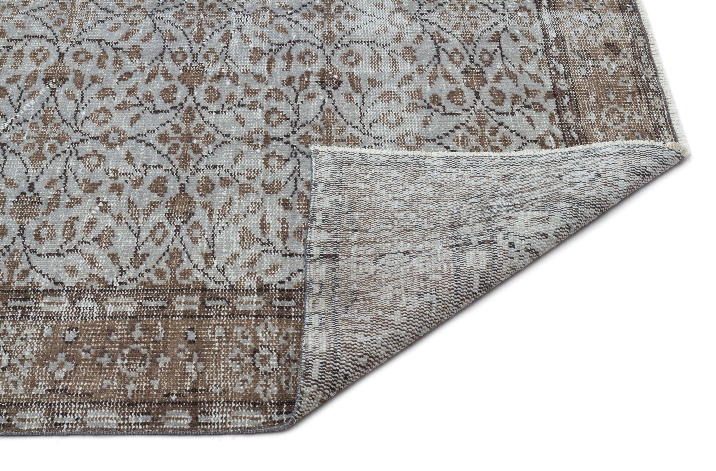Atina Grey Vintage Wool Handmade Area Rug 5'3" x 8'8"