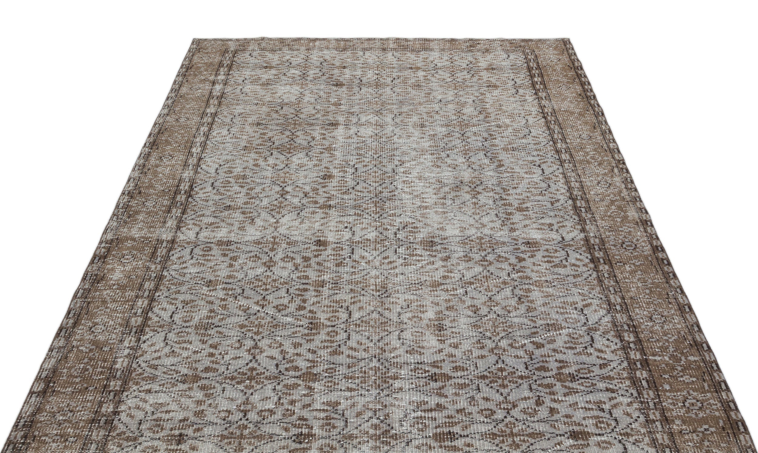 Atina Grey Vintage Wool Handmade Area Rug 5'3" x 8'8"