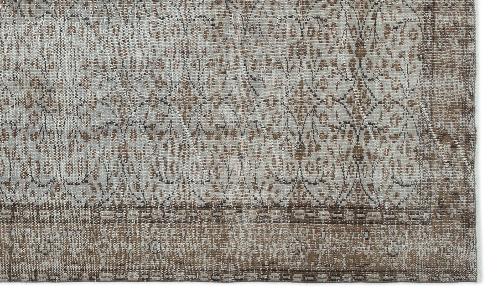 Atina Grey Vintage Wool Handmade Area Rug 5'3" x 8'8"