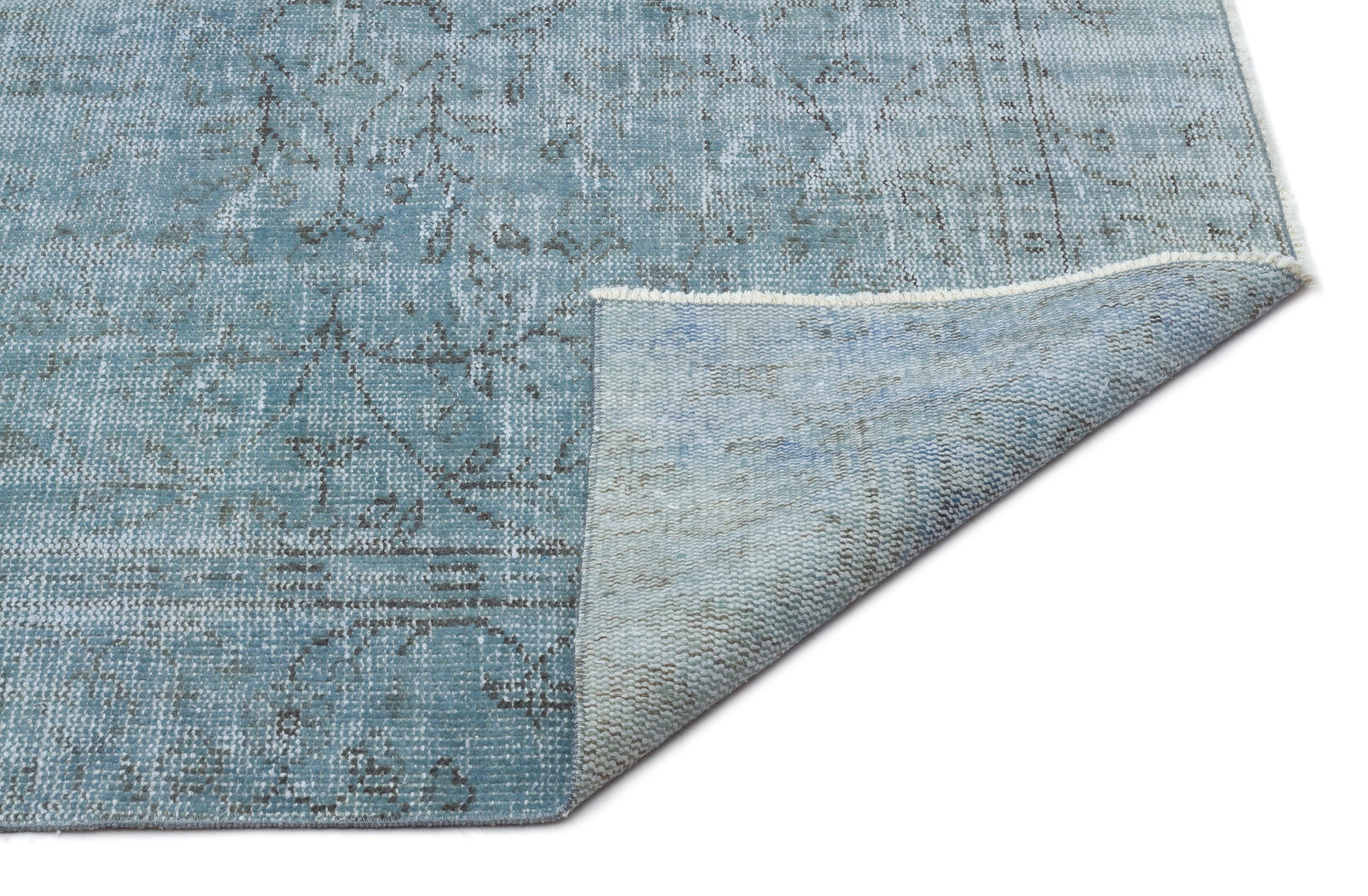 Atina Blue Vintage Wool Handmade Area Rug 5'7" x 9'3"