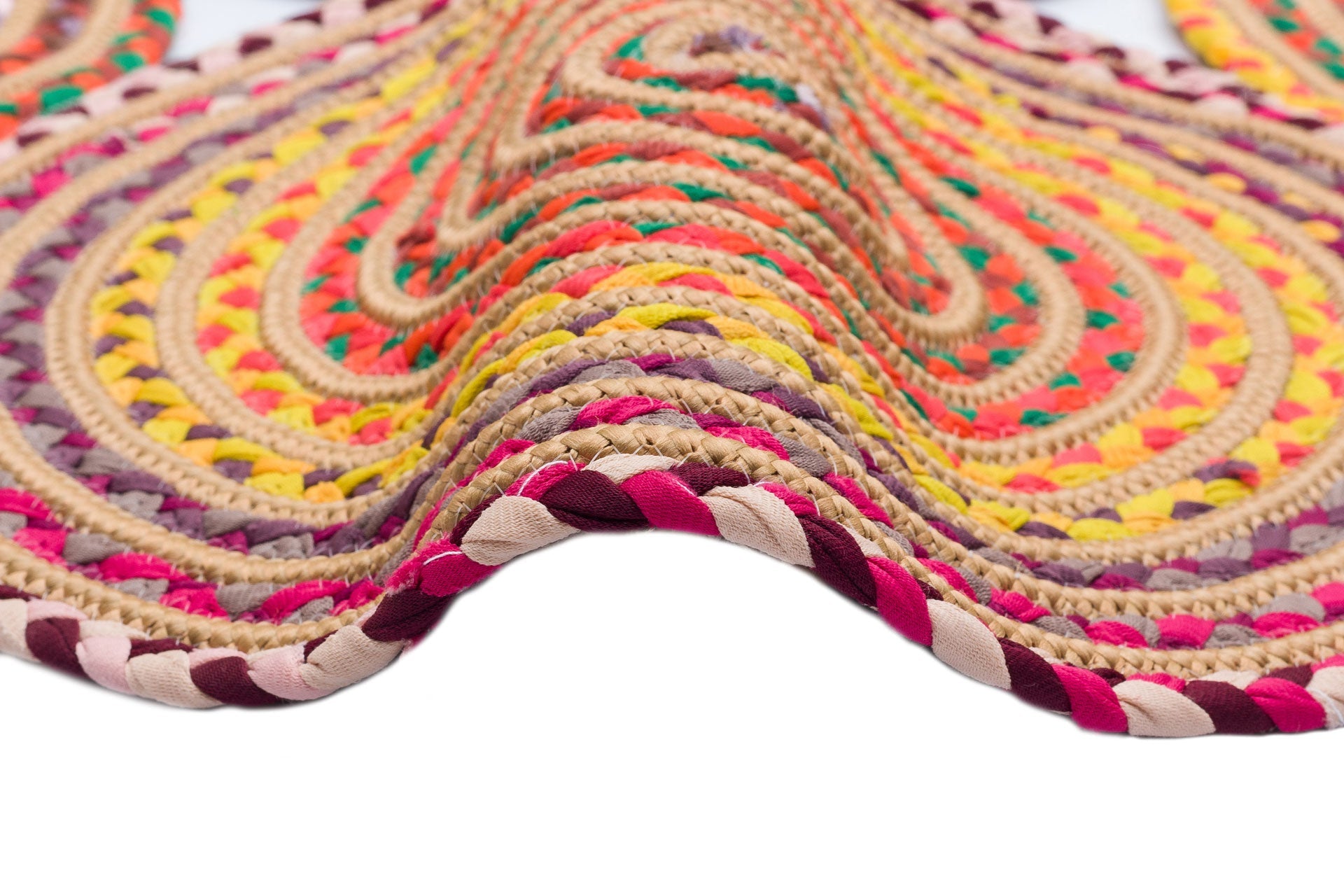 Jute Knit Rug – Geometric Colorful Woven Carpet With Soft Texture & Easy Clean