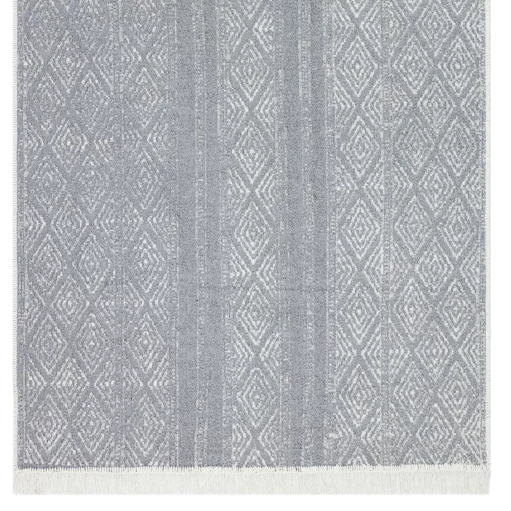 Cotton Kilim Rug – Classic Grey Woven Double Sided Washable Area Rug