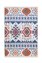 Blue Cotton Area Rug - Digital Print Chenille Carpet | Stylish Washable Floor Mat