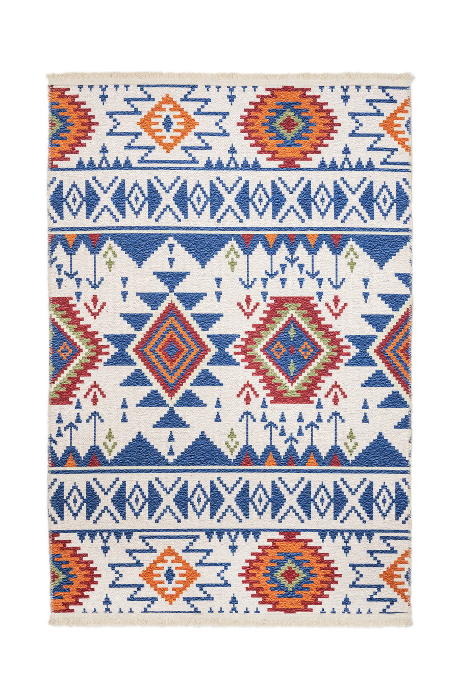 Blue Cotton Area Rug - Digital Print Chenille Carpet | Stylish Washable Floor Mat
