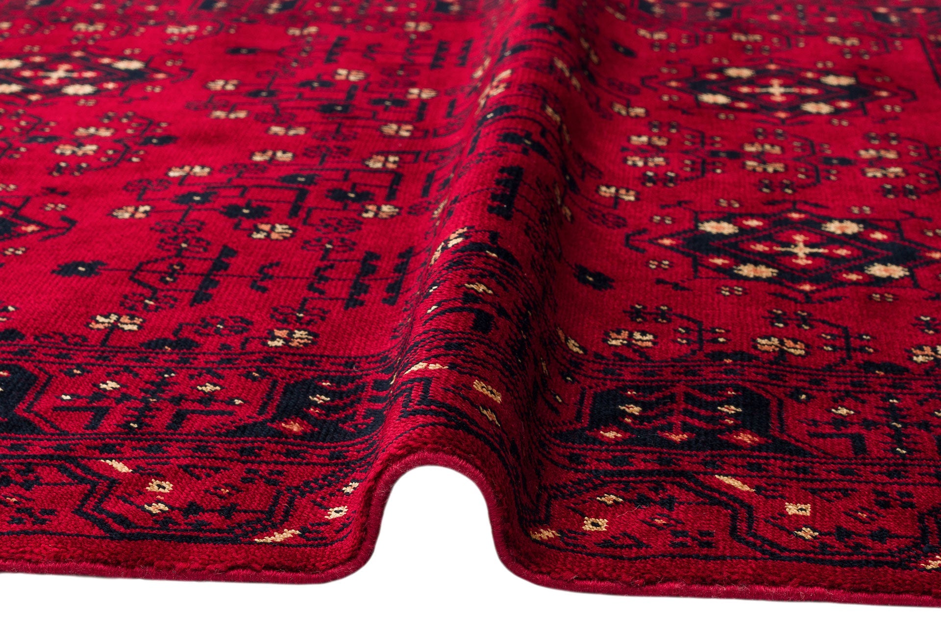 Handmade Viscose Rug – Red Classic Afghan Rug With Geometric Pattern Flatweave