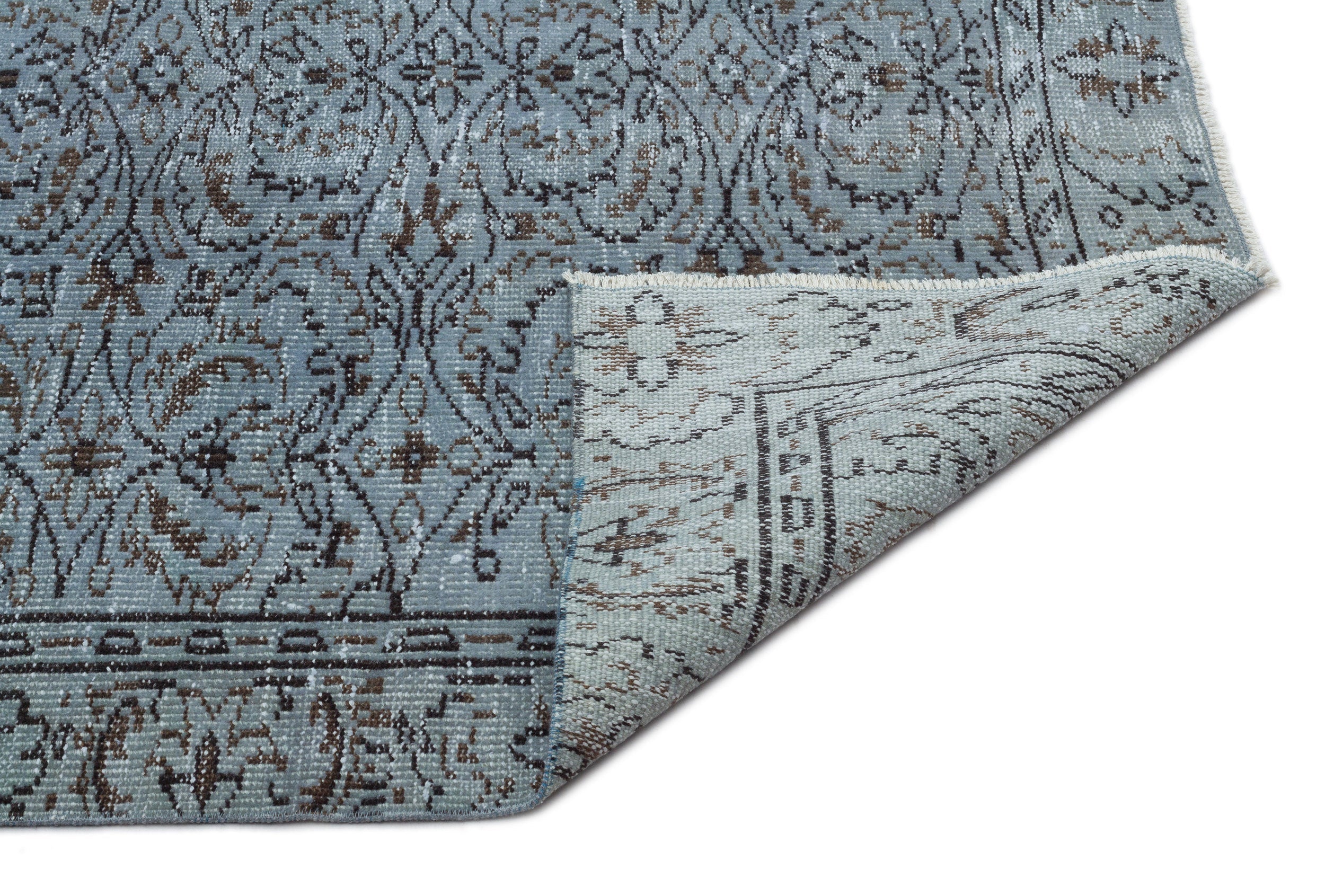 Atina Grey Vintage Wool Handmade Area Rug 4'8" x 8'6"