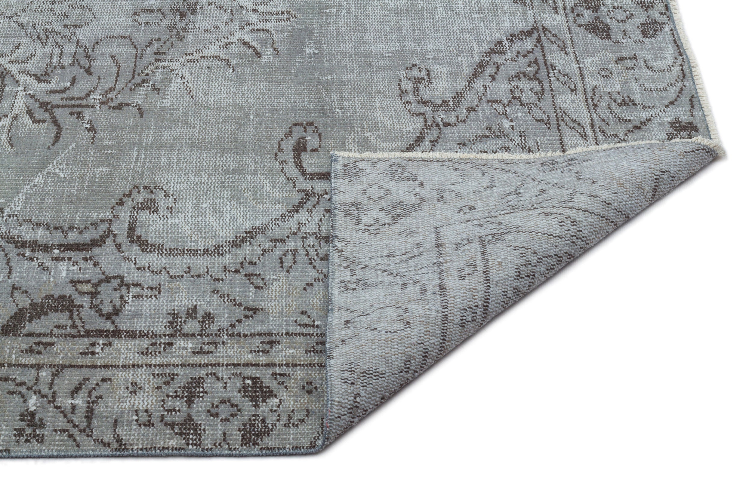 Atina Grey Vintage Wool Handmade Area Rug 4'7" x 10'2"