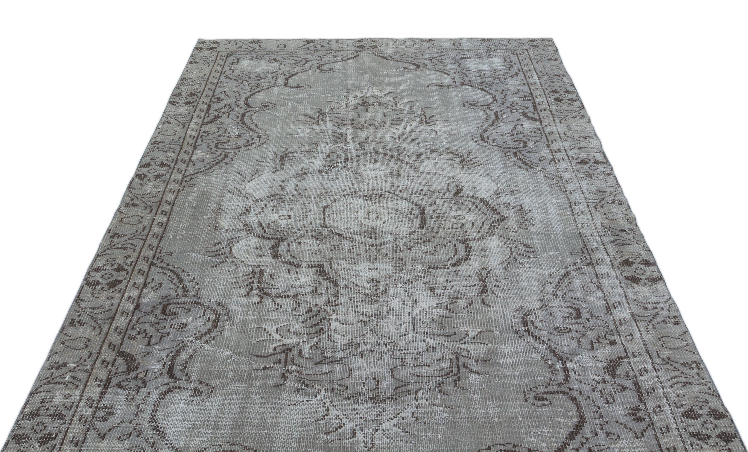 Atina Grey Vintage Wool Handmade Area Rug 4'7" x 10'2"
