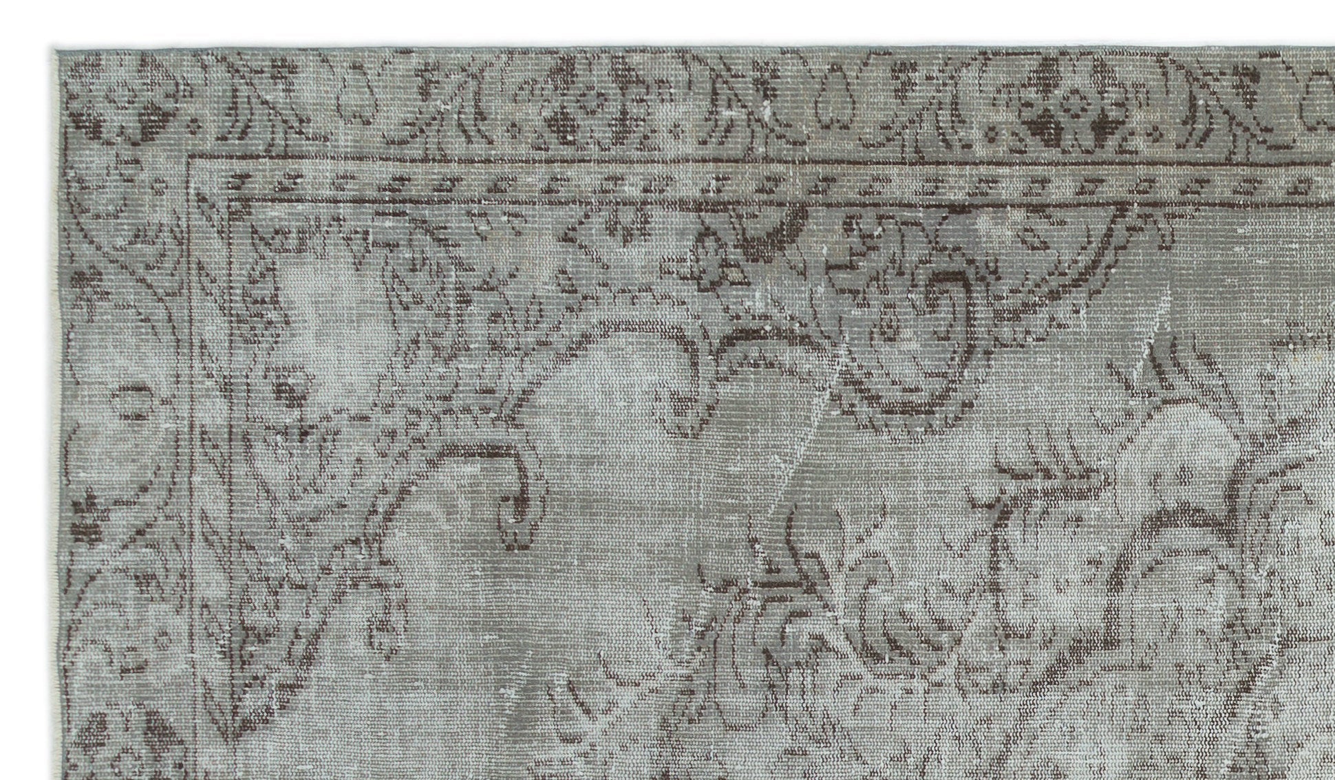 Atina Grey Vintage Wool Handmade Area Rug 4'7" x 10'2"