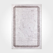 Chenille Cotton Area Rug - Washable Non Slip Cream Frame Rug for Living Room
