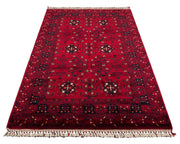 Handmade Viscose Rug – Red Classic Afghan Rug With Geometric Pattern Flatweave