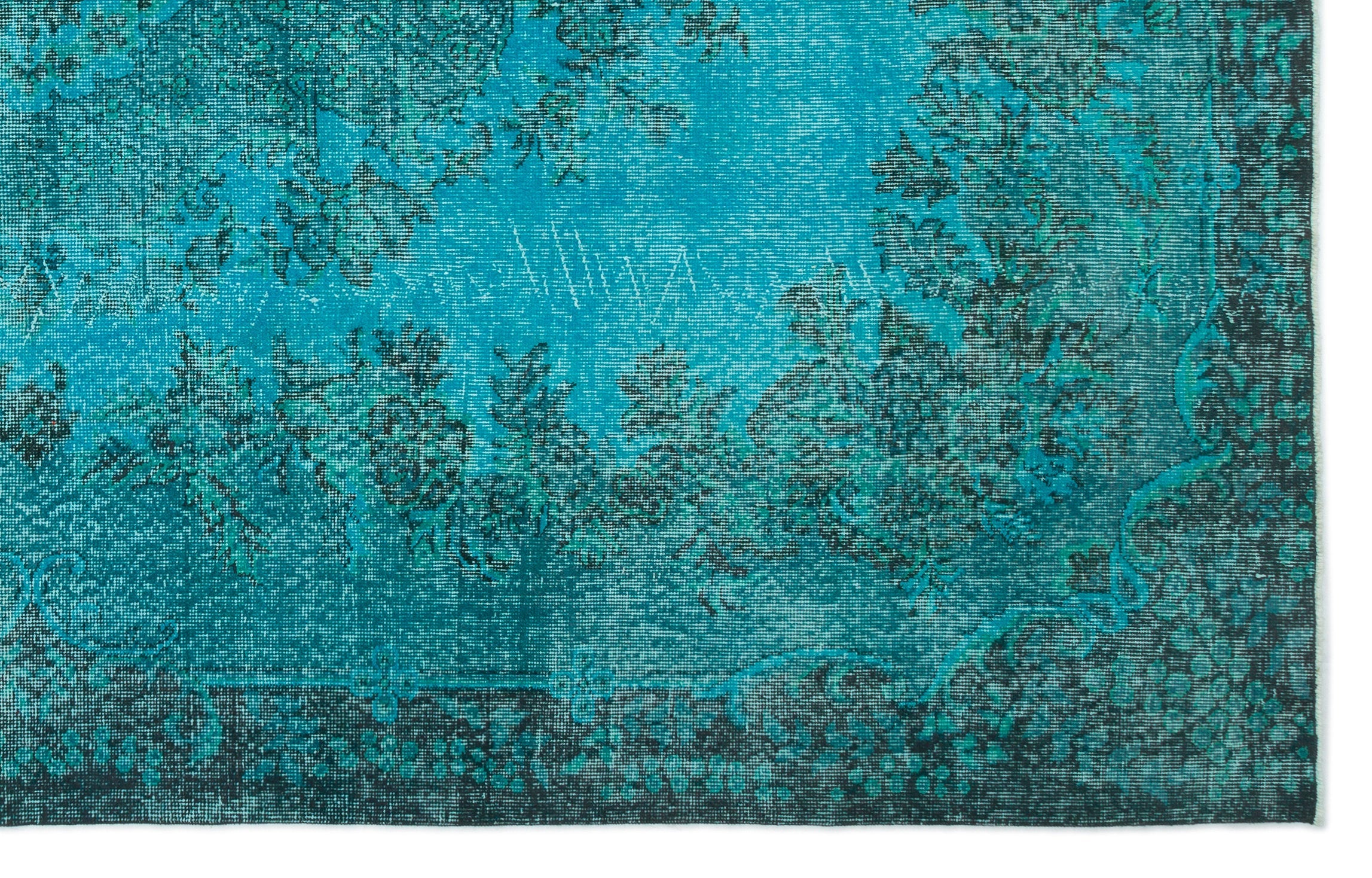 Atina Turquoise Vintage Wool Handmade Area Rug 6'8" x 10'9"