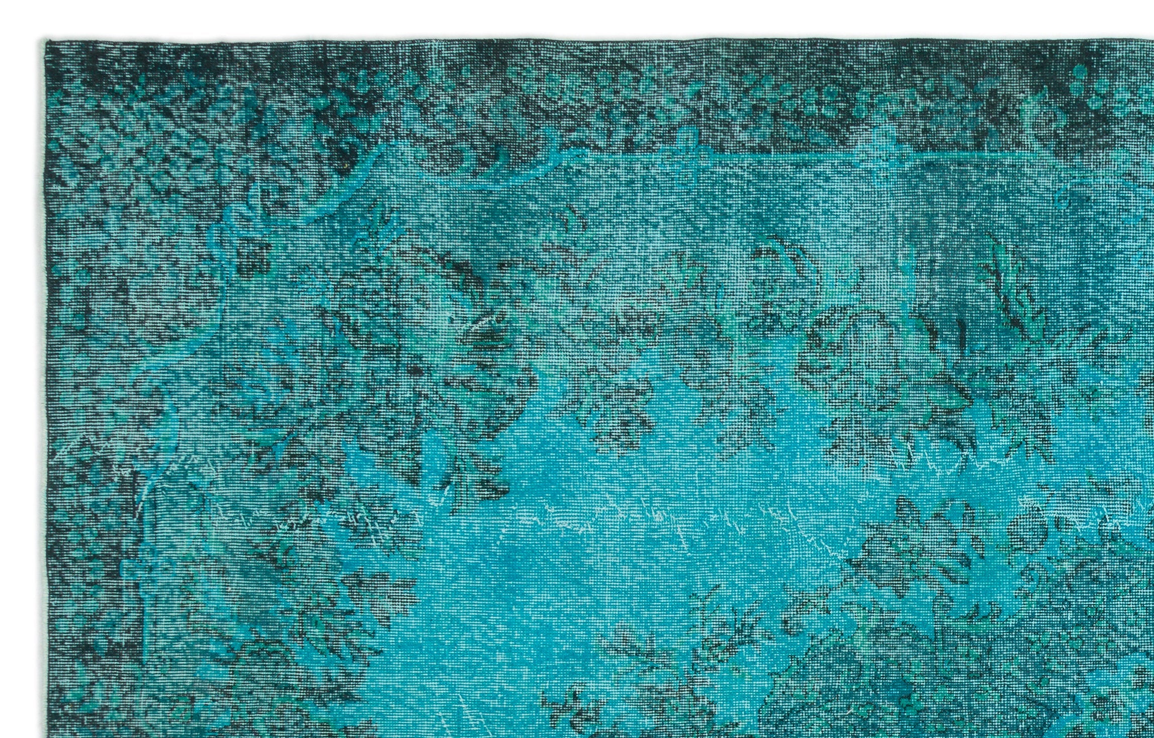 Atina Turquoise Vintage Wool Handmade Area Rug 6'8" x 10'9"