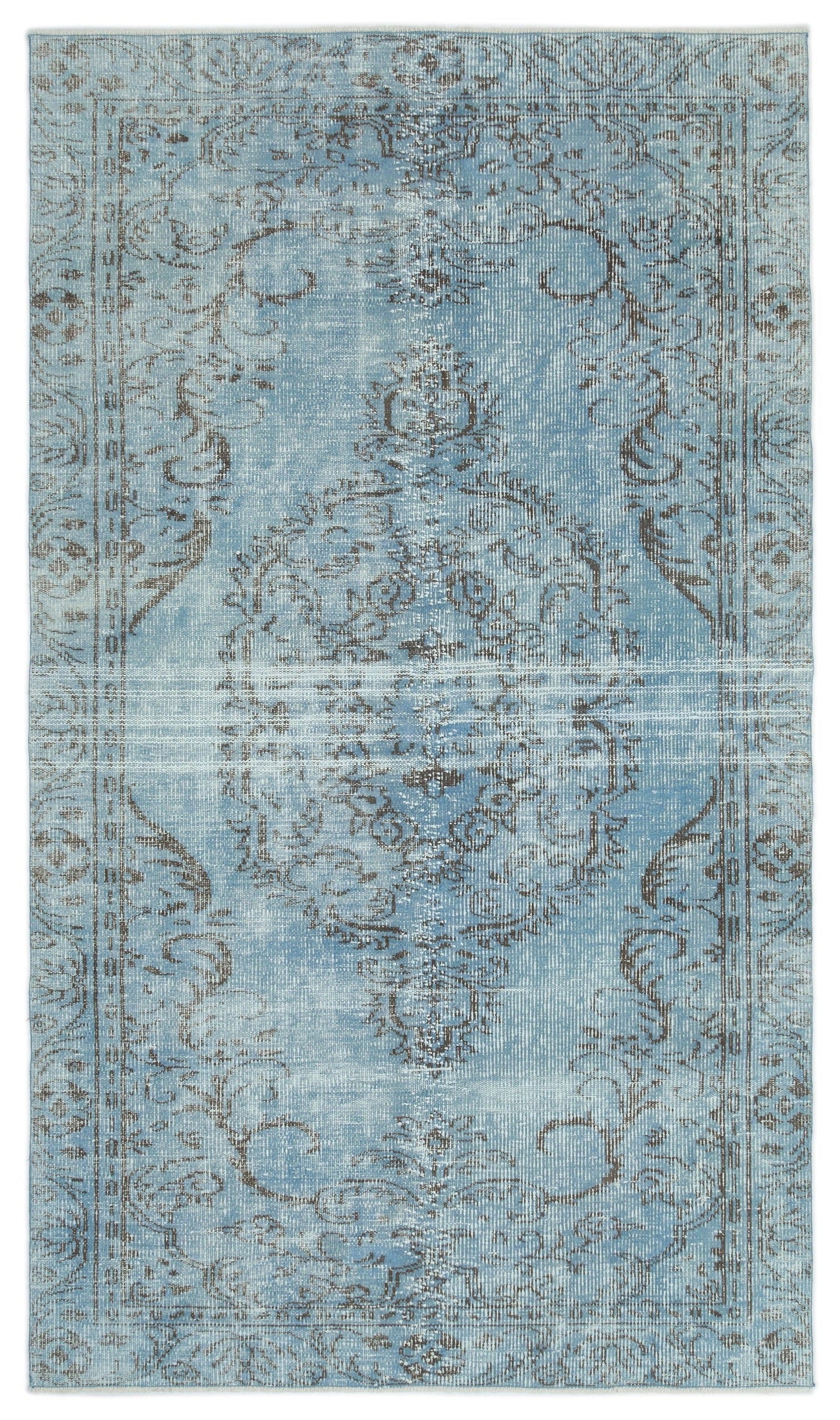 Atina Blue Vintage Wool Handmade Area Rug 4'10" x 8'5"