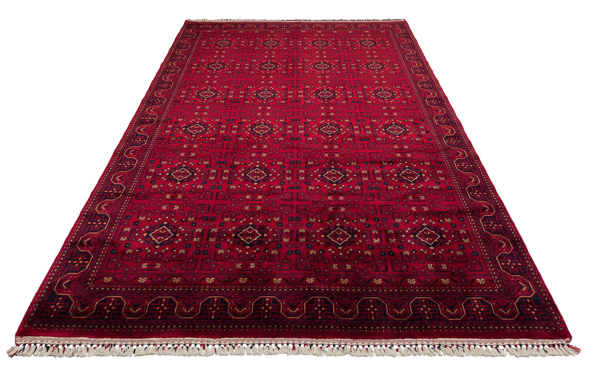 Handmade Afghan Rug – Red Flatweave Viscose Area Rug with Antislip Base