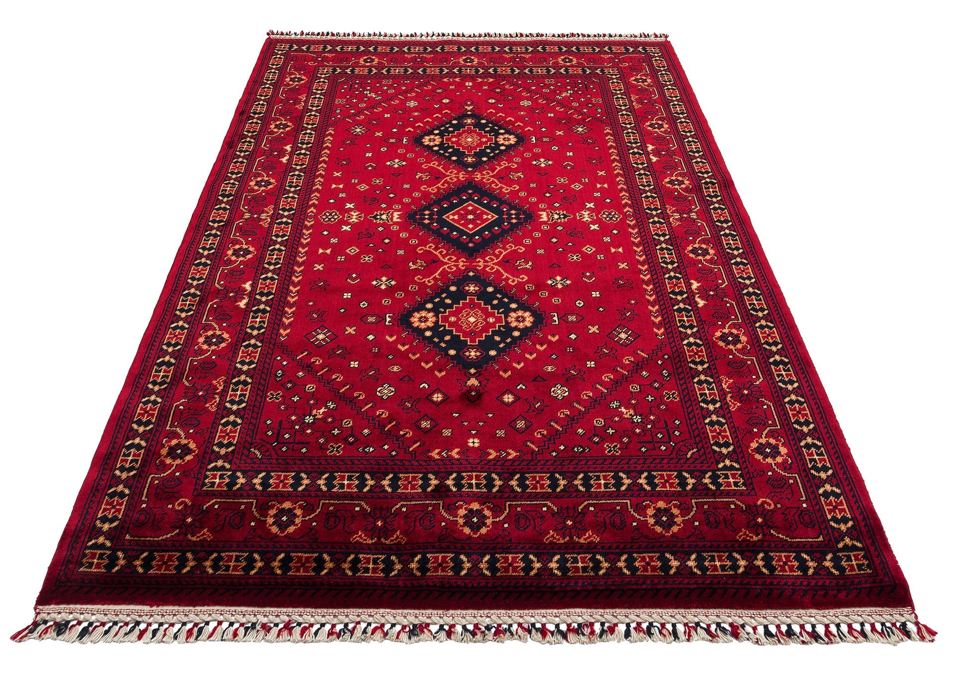 Afghan Viscose Rug - Handmade Red Classic Ya?c?bedir Patterned Carpet | Eko Rugs