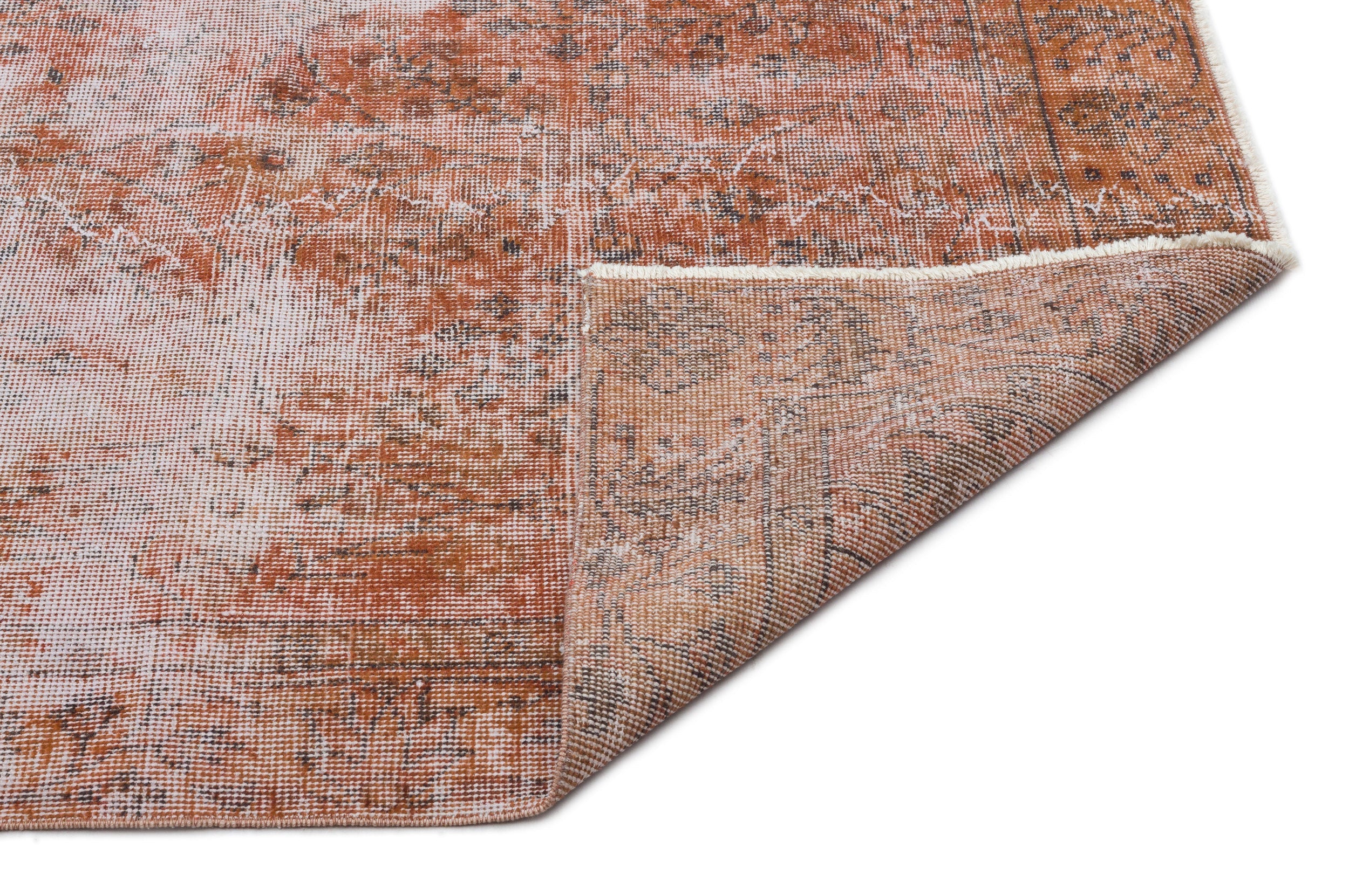 Atina Brown Vintage Wool Handmade Area Rug 6'6" x 10'1"
