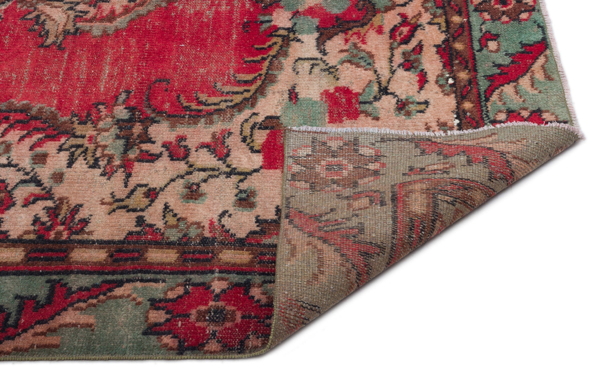 Atina Red Vintage Wool Handmade Area Rug 5'6" x 8'10"