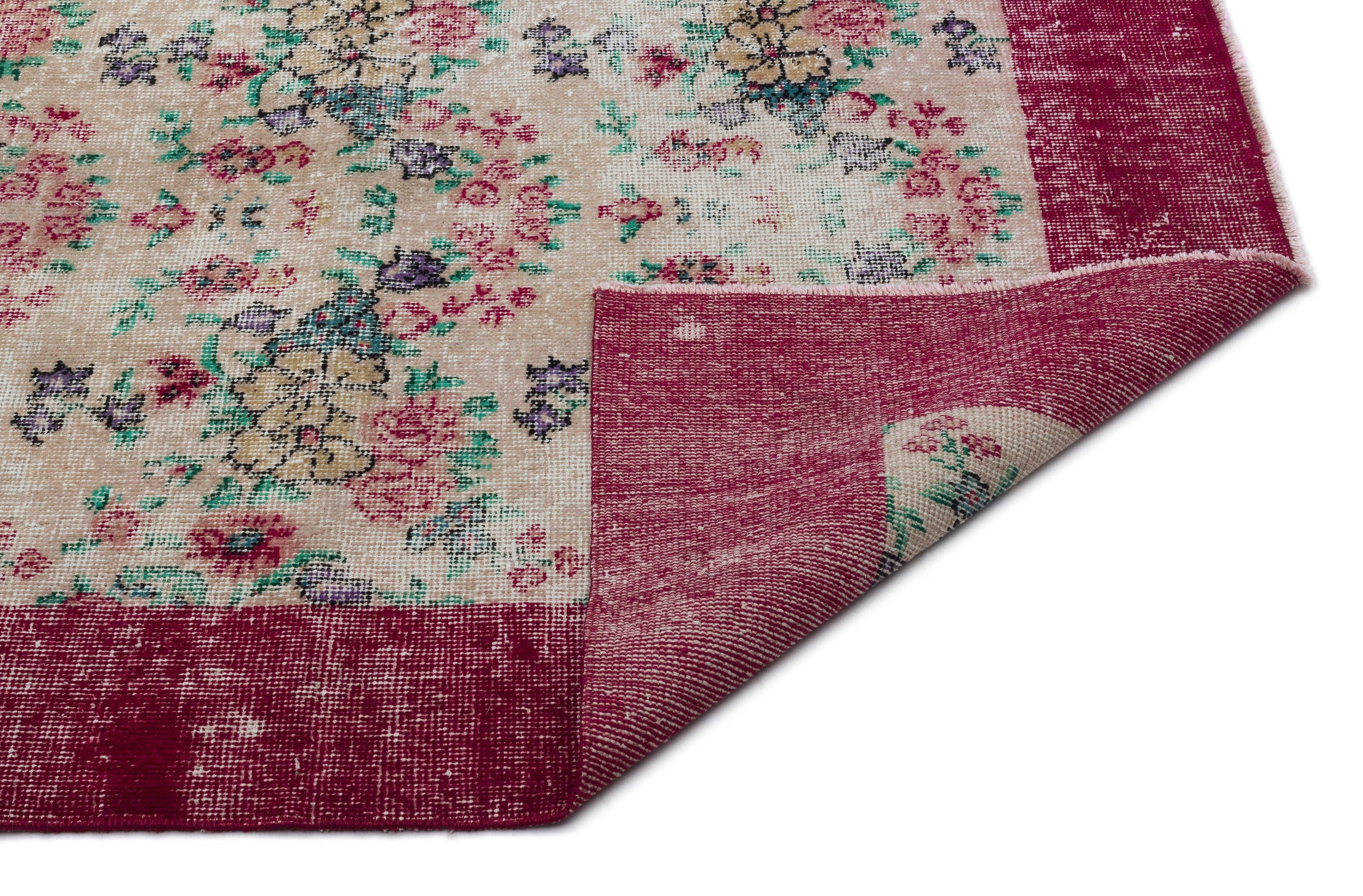 Atina Cream Vintage Wool Handmade Area Rug 6'3" x 9'9"