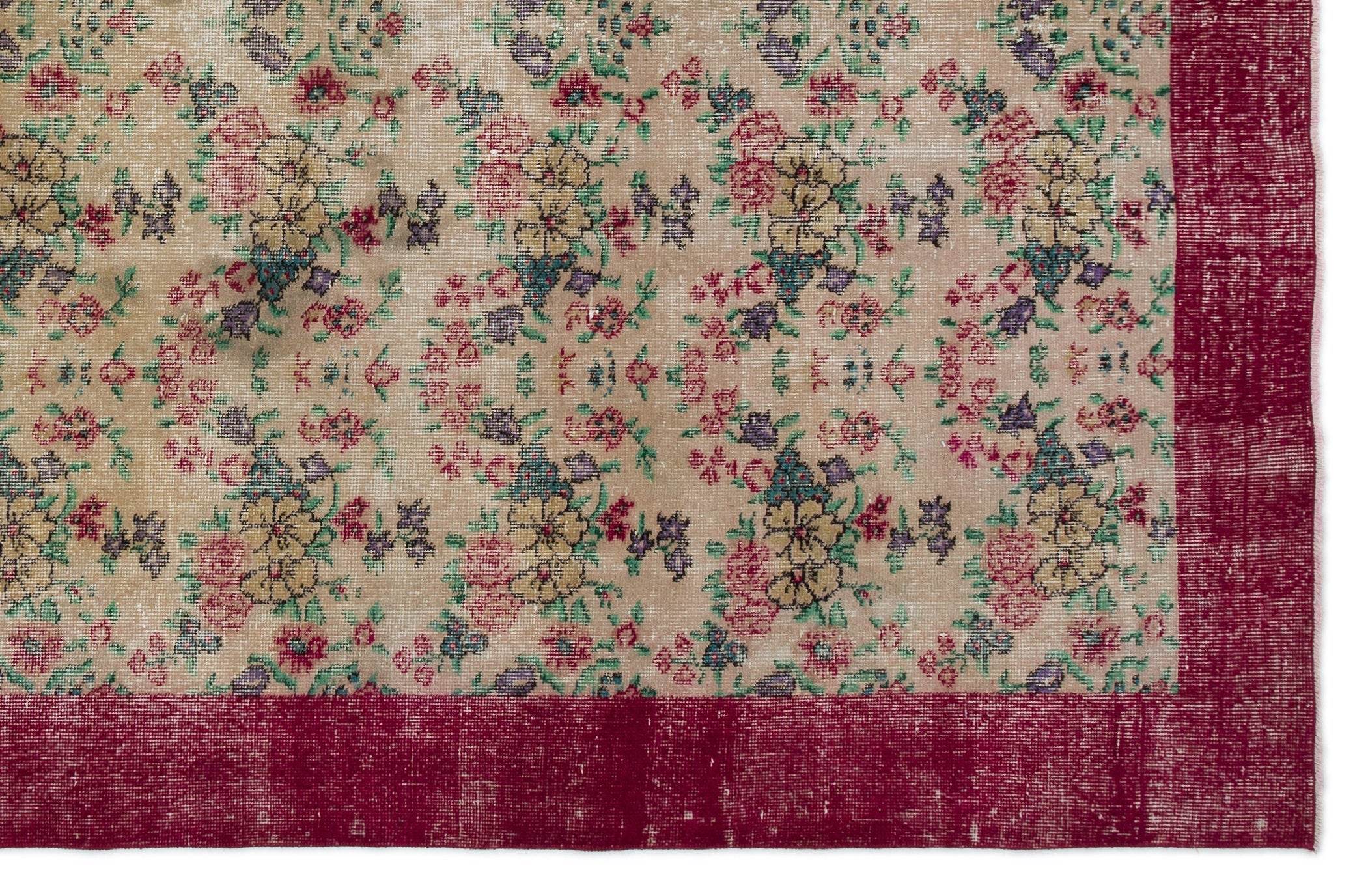 Atina Cream Vintage Wool Handmade Area Rug 6'3" x 9'9"