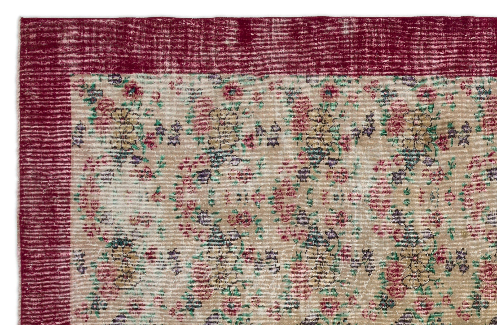 Atina Cream Vintage Wool Handmade Area Rug 6'3" x 9'9"