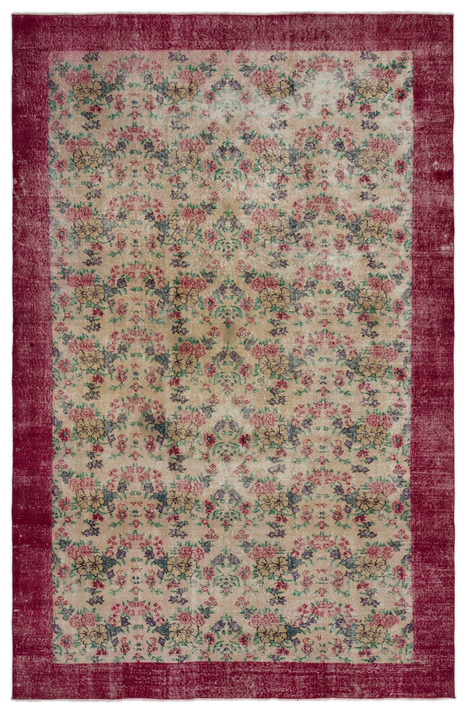 Atina Cream Vintage Wool Handmade Area Rug 6'3" x 9'9"