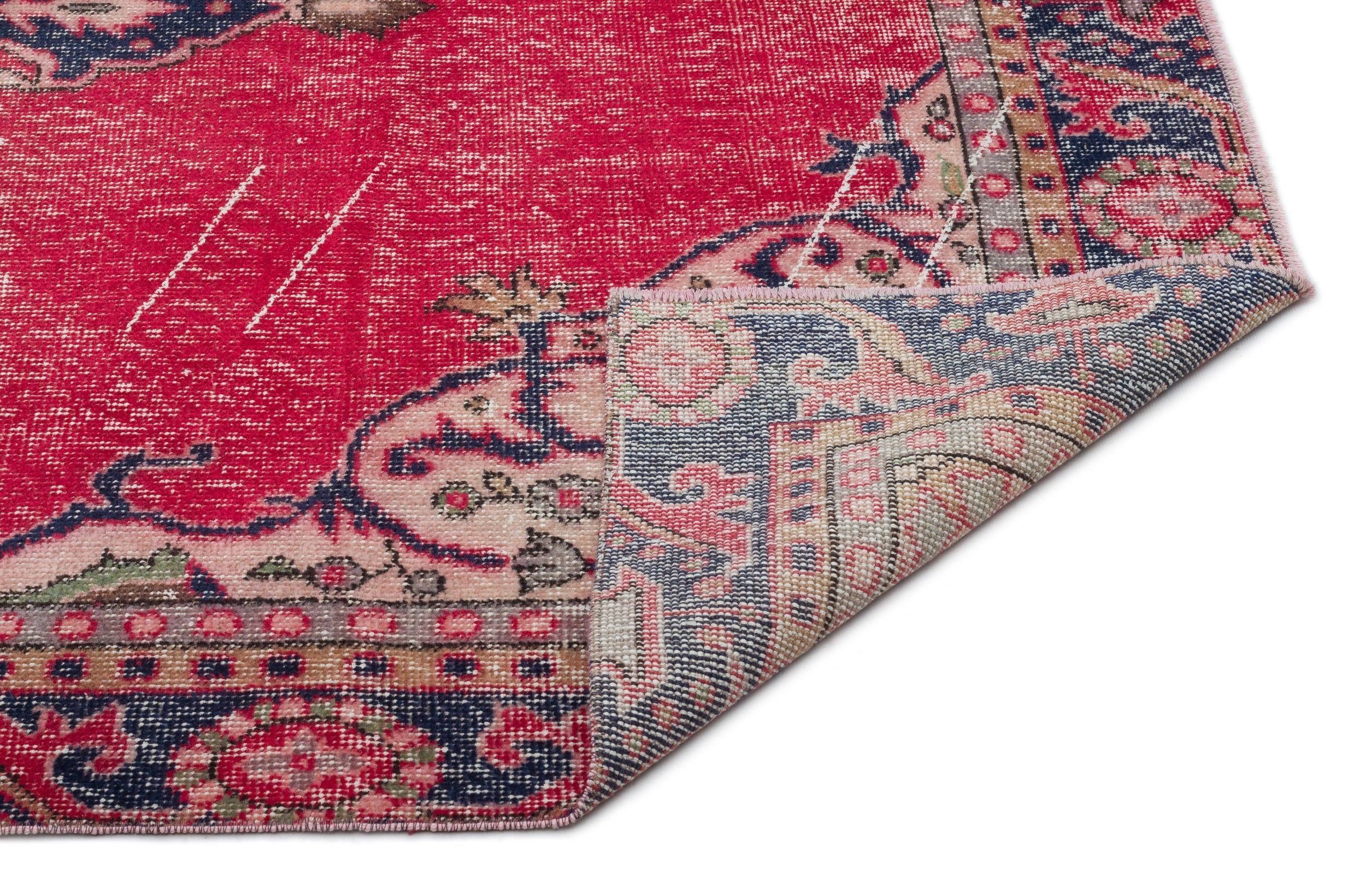 Atina Red Vintage Wool Handmade Area Rug 6'2" x 8'10"