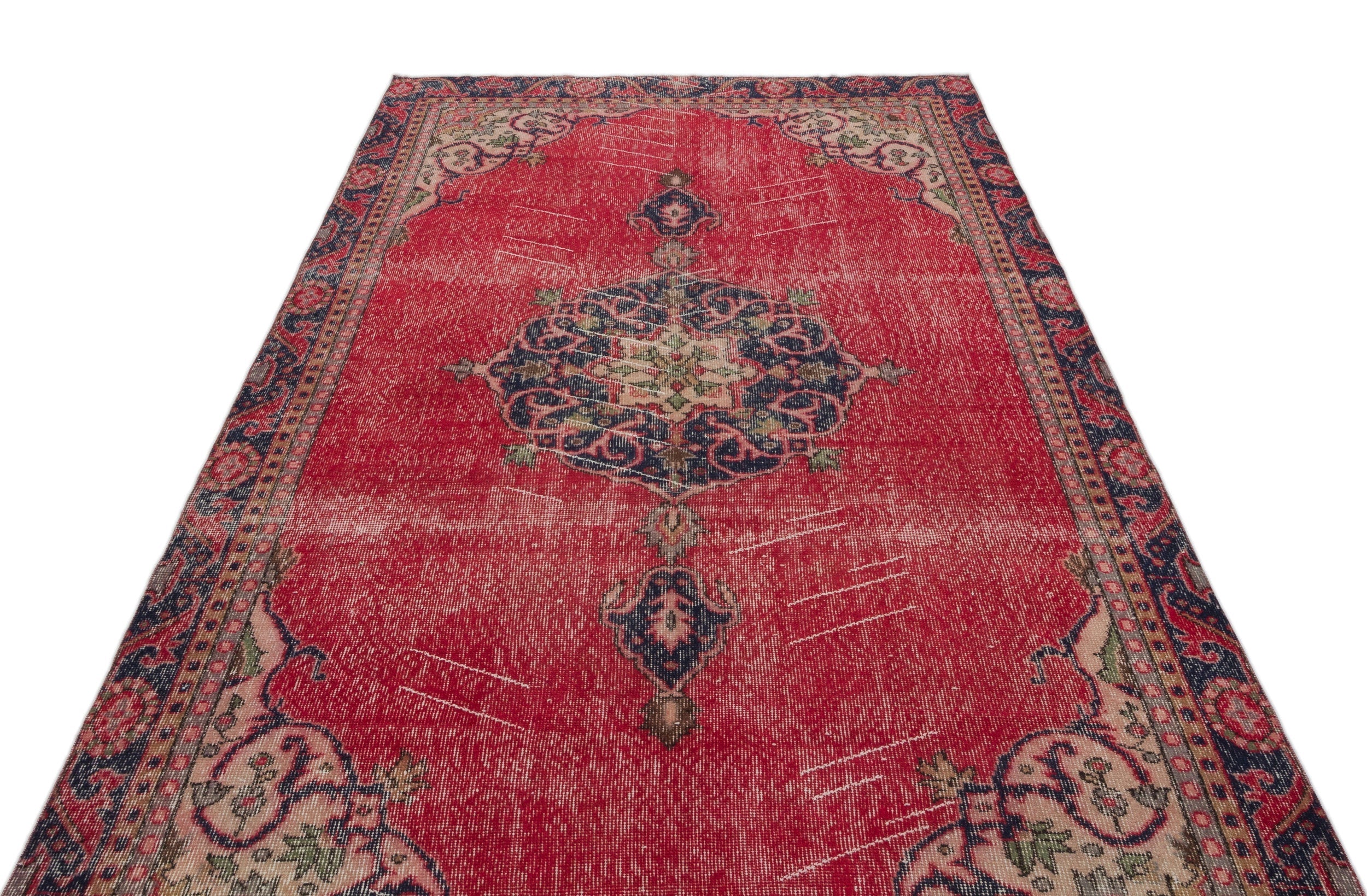 Atina Red Vintage Wool Handmade Area Rug 6'2" x 8'10"