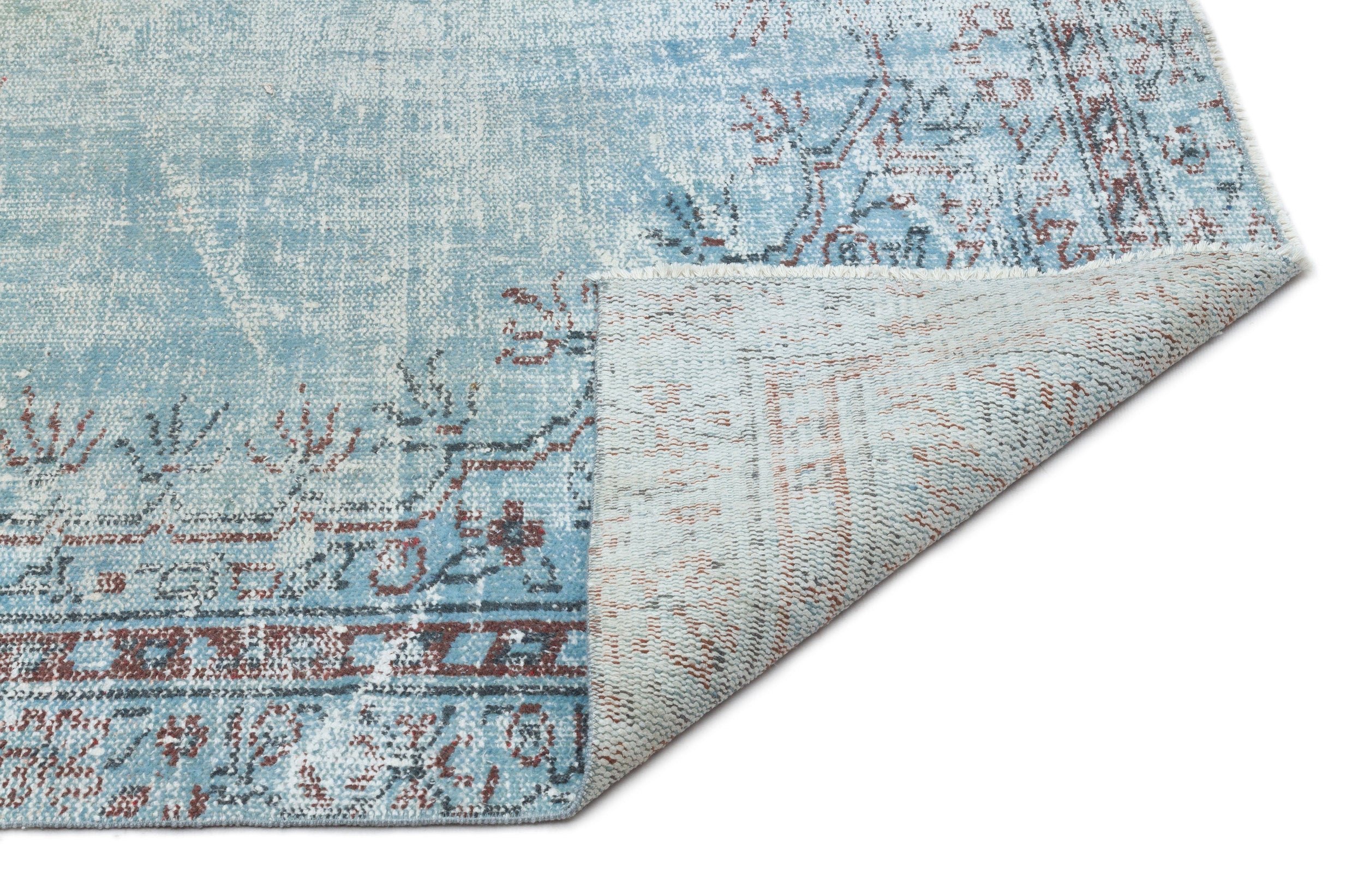 Atina Blue Vintage Wool Handmade Area Rug 4'9" x 8'6"