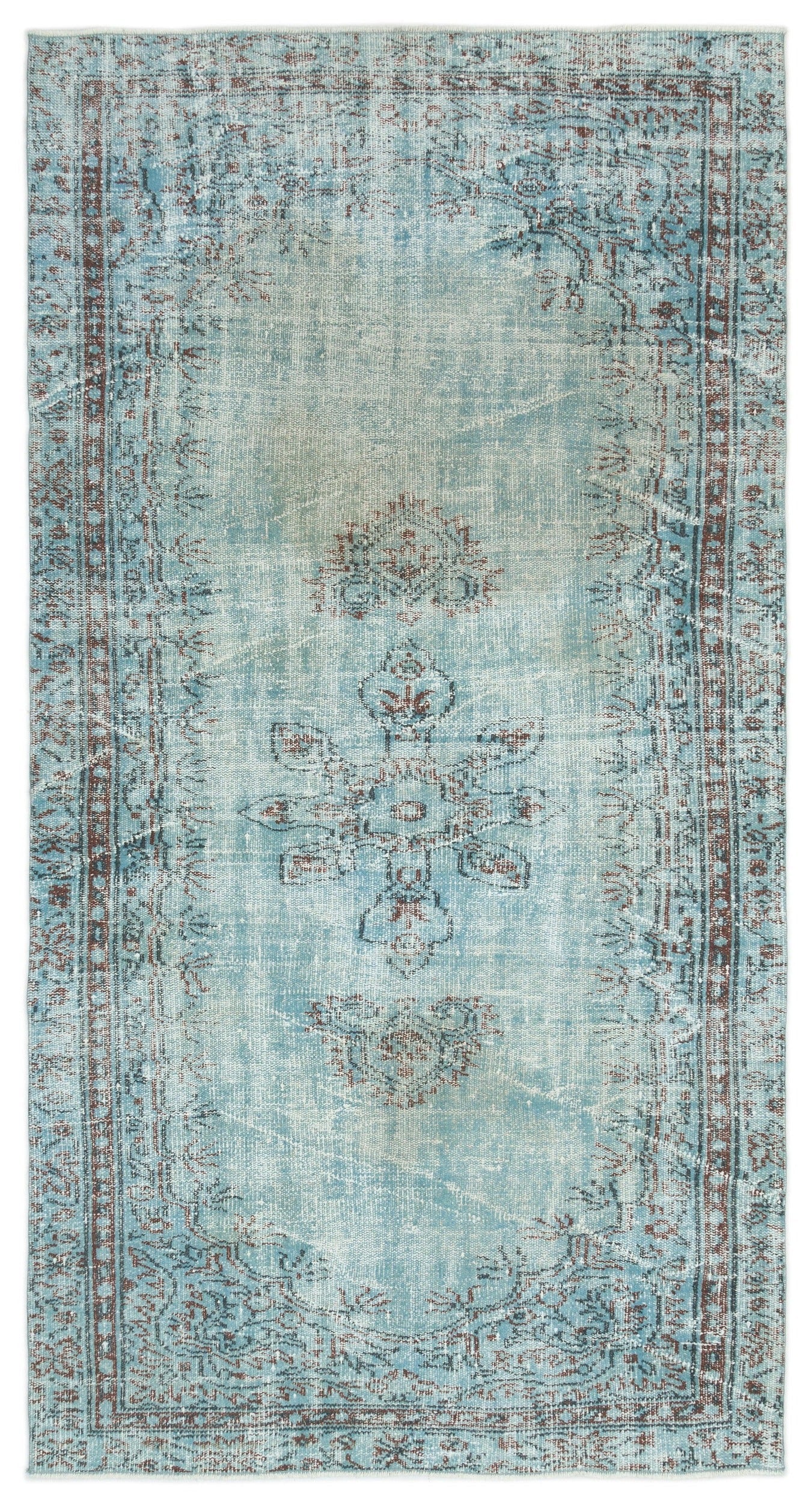 Atina Blue Vintage Wool Handmade Area Rug 4'9" x 8'6"