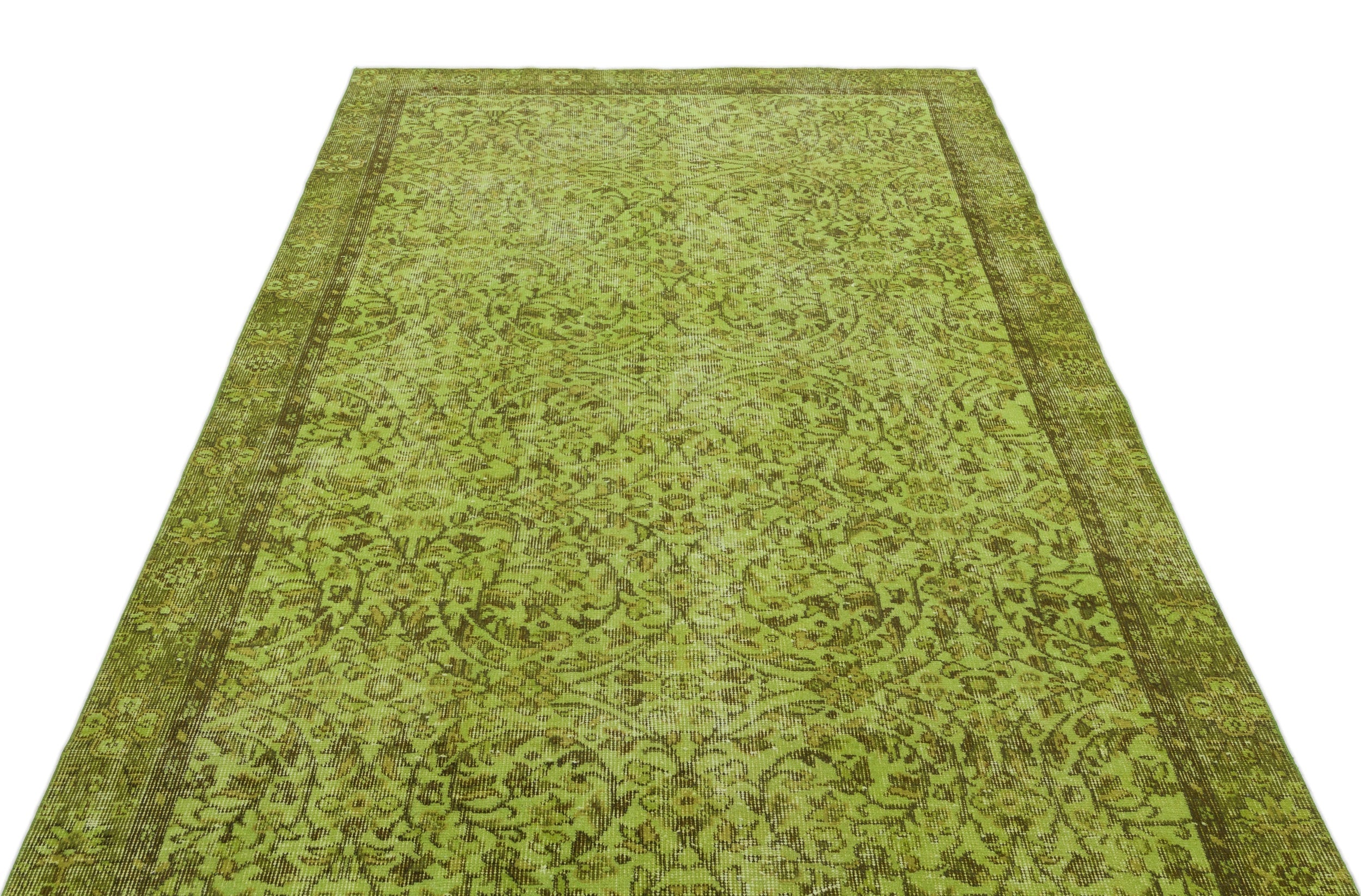 Atina Green Vintage Wool Handmade Area Rug 4'0" x 11'5"