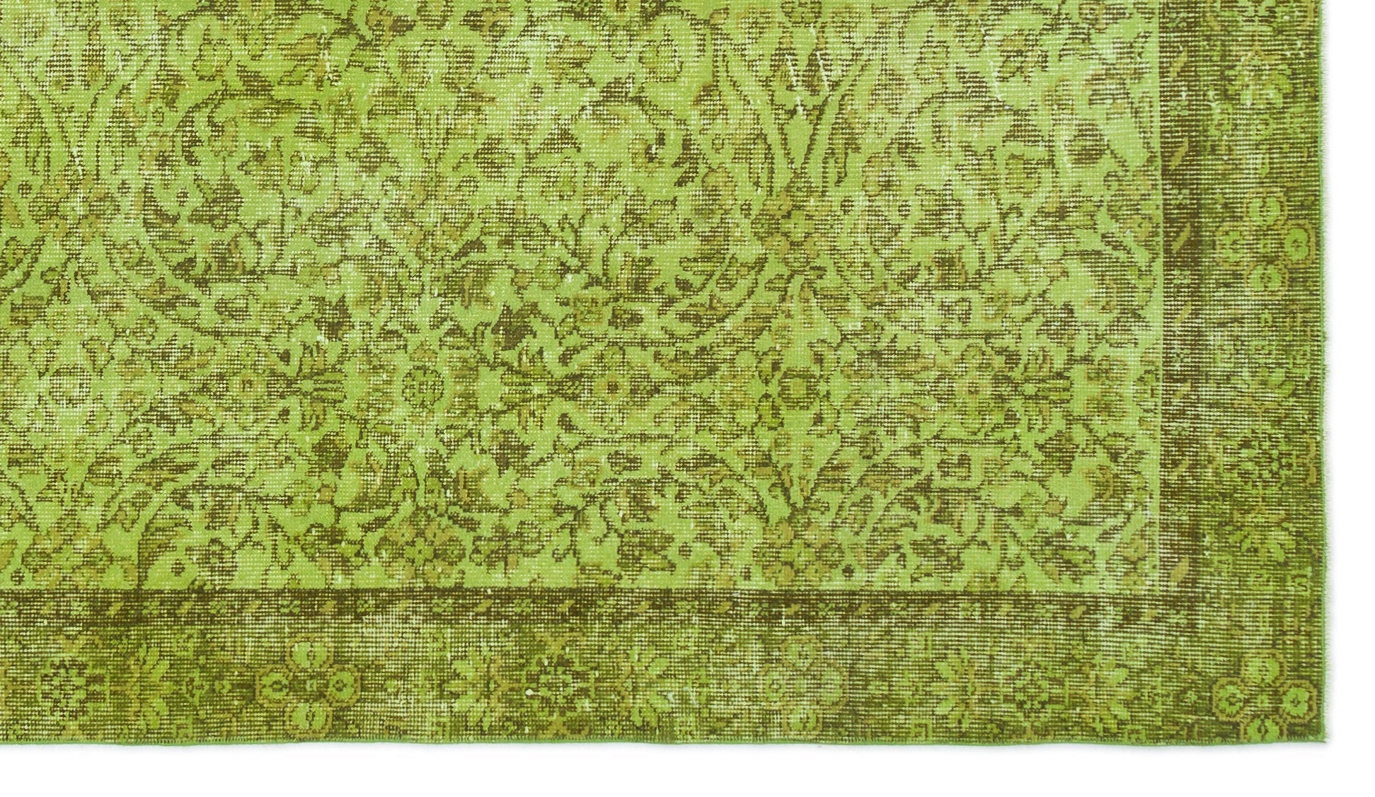 Atina Green Vintage Wool Handmade Area Rug 4'0" x 11'5"