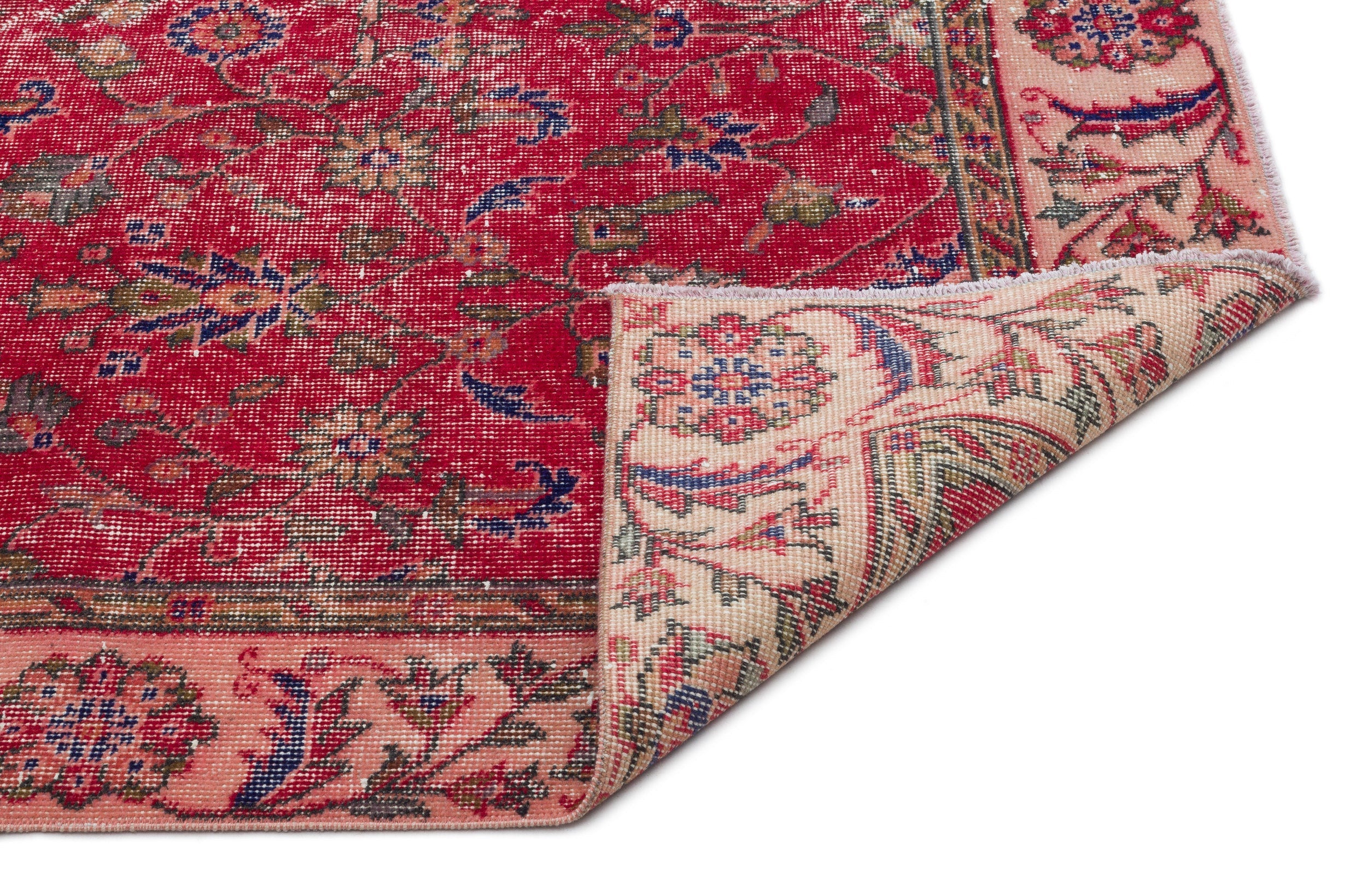 Atina Red Vintage Wool Handmade Area Rug 5'1" x 8'10"