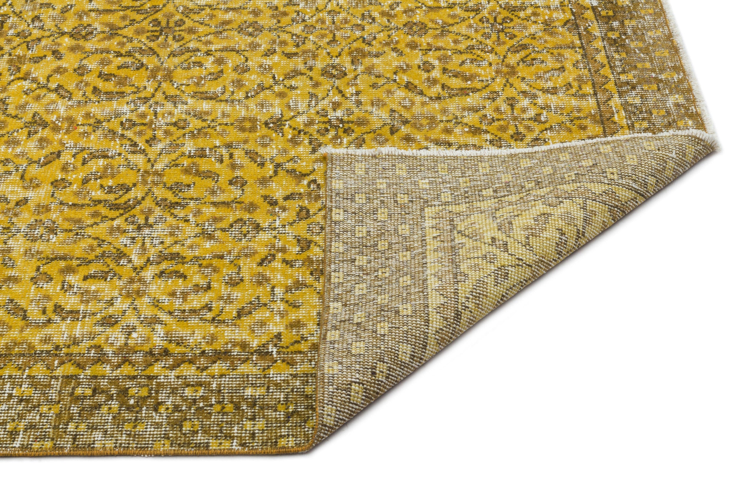 Atina Yellow Vintage Wool Handmade Area Rug 5'0" x 8'9"