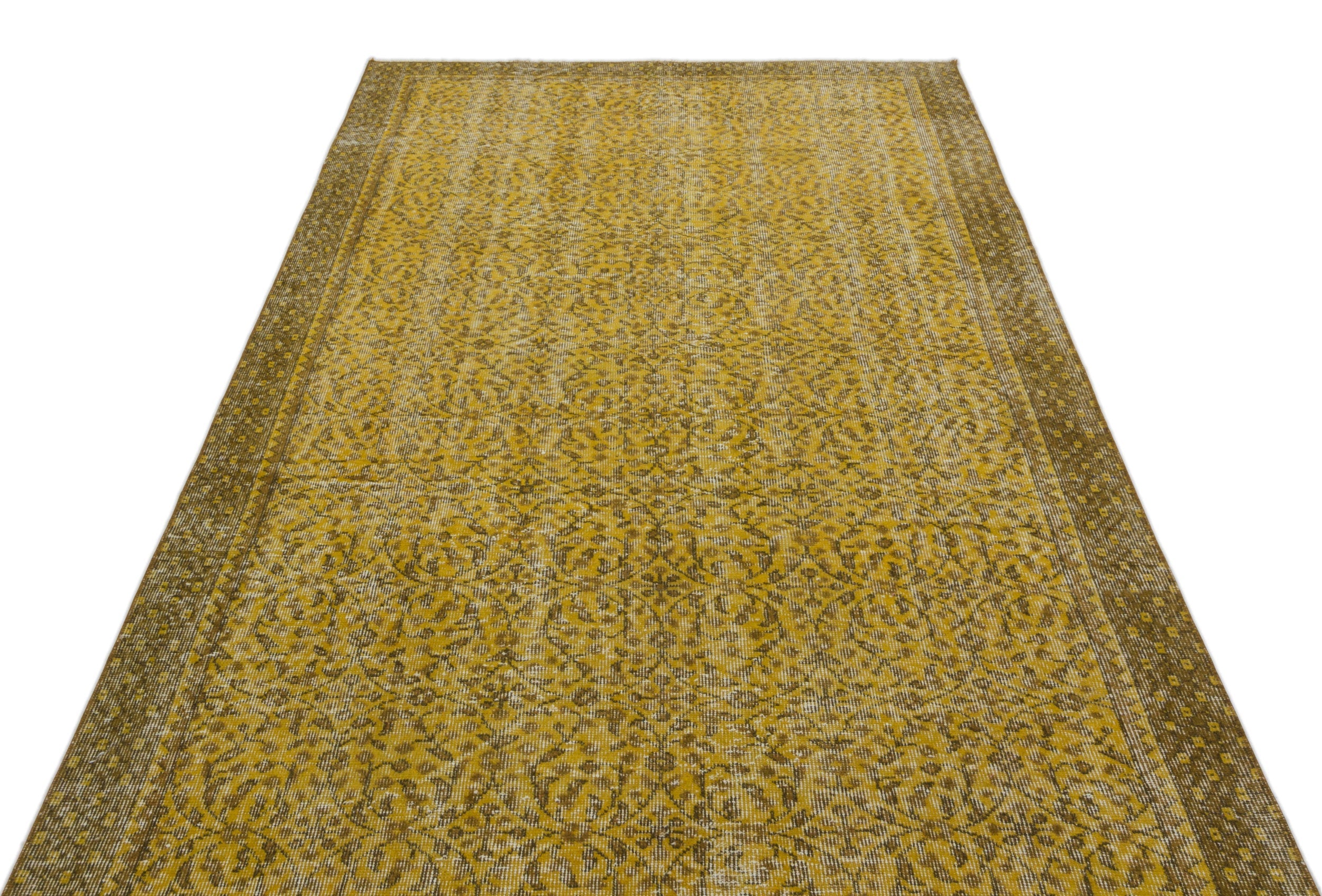 Atina Yellow Vintage Wool Handmade Area Rug 5'0" x 8'9"