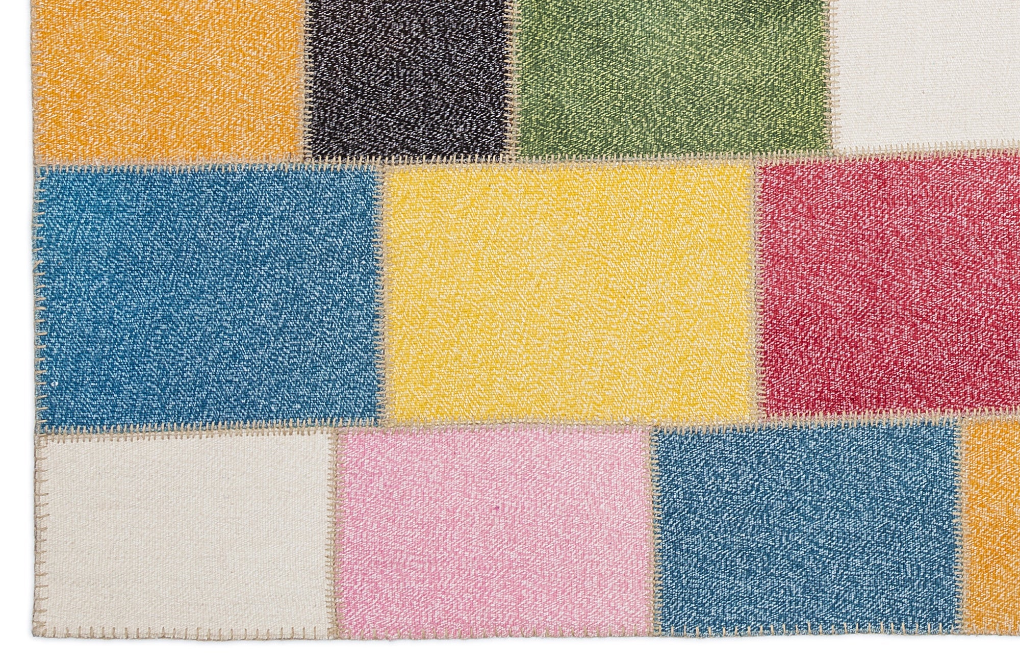 Iskece 2019 Beige Patchwork Wool Handmade Area Rug 5'3" x 7'7"