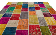 Iskece Beige Patchwork Wool Handmade Area Rug 10'0" x 12'0"