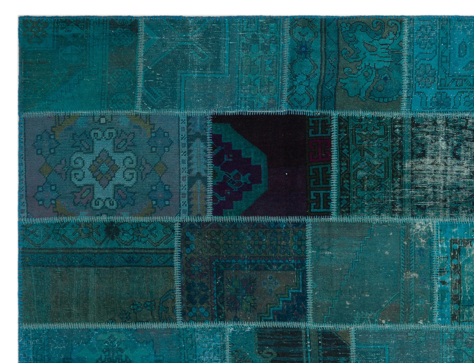 Iskece Turquoise Vintage Wool Handmade Area Rug 8'10" x 11'9"