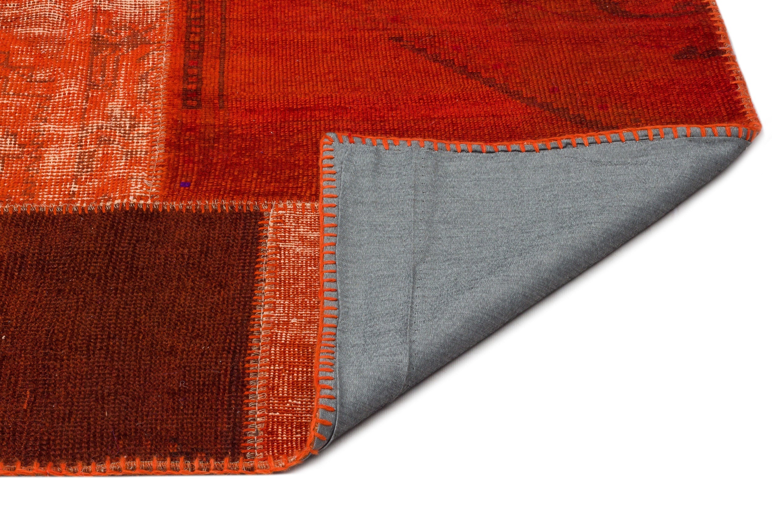 Iskece Orange Vintage Wool Handmade Area Rug 8'11" x 11'10"